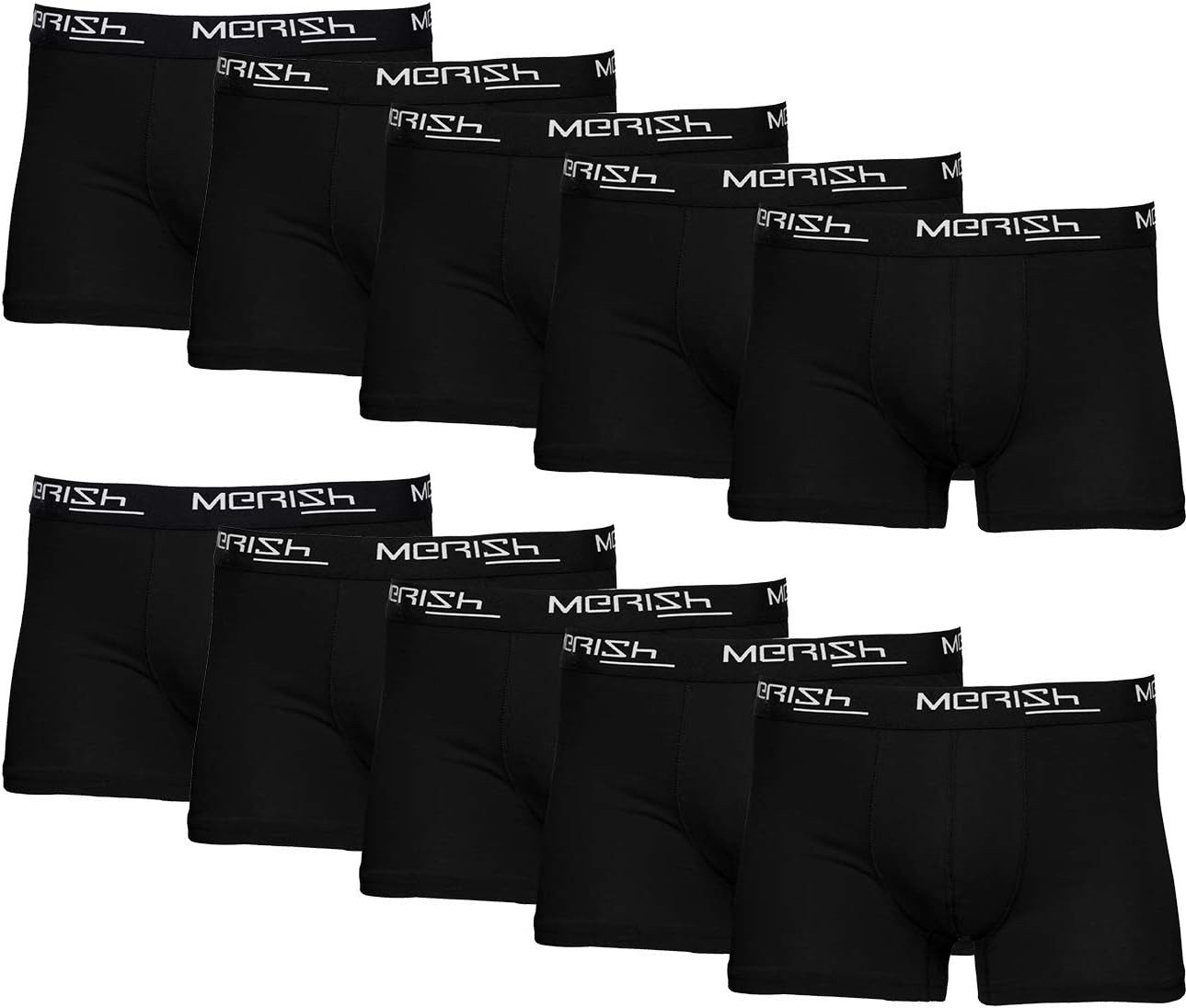MERISH Boxershorts Merish 410 Boxershorts Herren 10er Pack S-5XL Unterwäsche Schwarz S (Spar-Set)