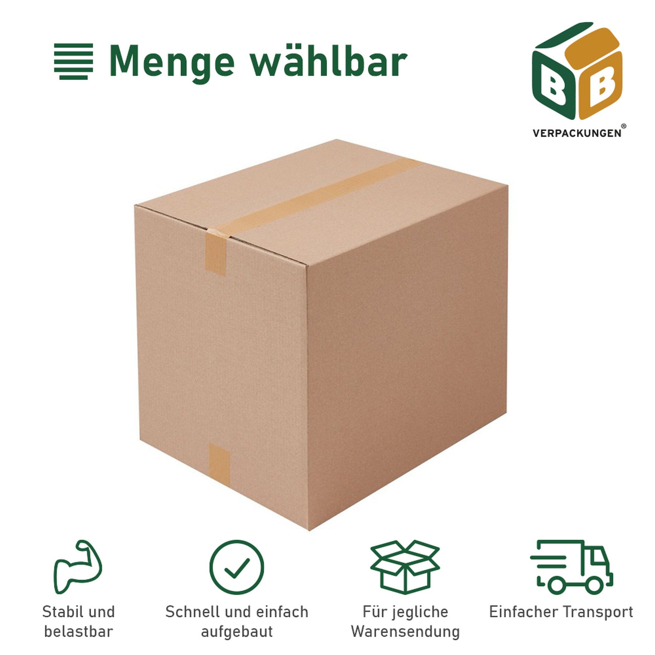 BB-Verpackungen Versandkarton Faltkarton 30/20cm, 2-wellig, 430 mm x 310 mm x 300/200 mm, 270 Stück