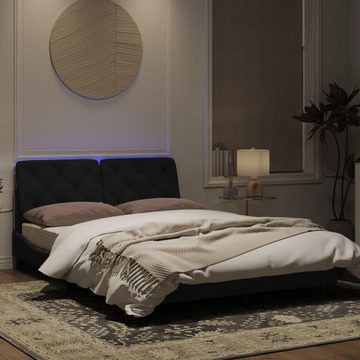 vidaXL Bett Bettgestell mit LED-Leuchten Schwarz 120x200 cm Samt