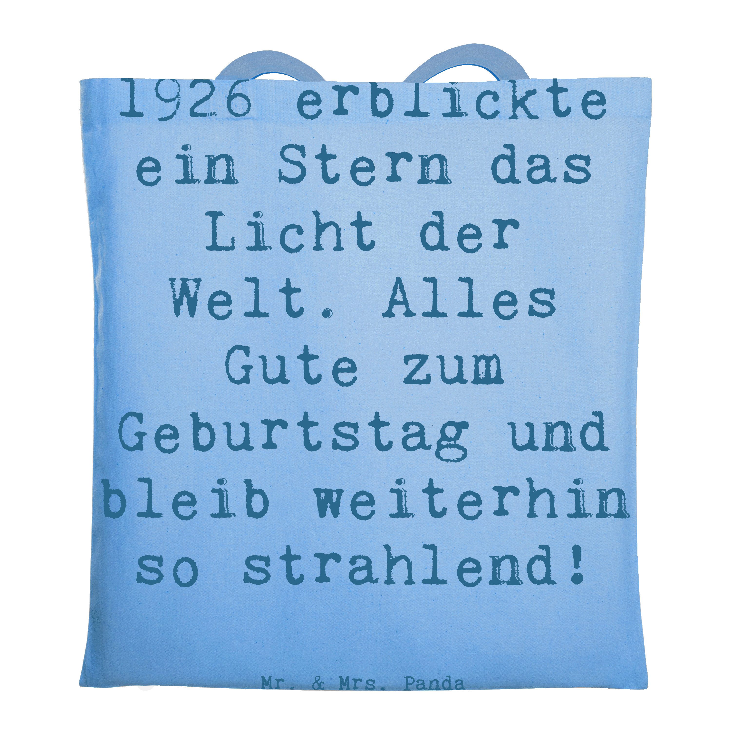 Mr. & Mrs. Panda Tragetasche Spruch 1926 Geburtstag Stern - Sky Blue - Geschenk, strahlender Stern (1-tlg)