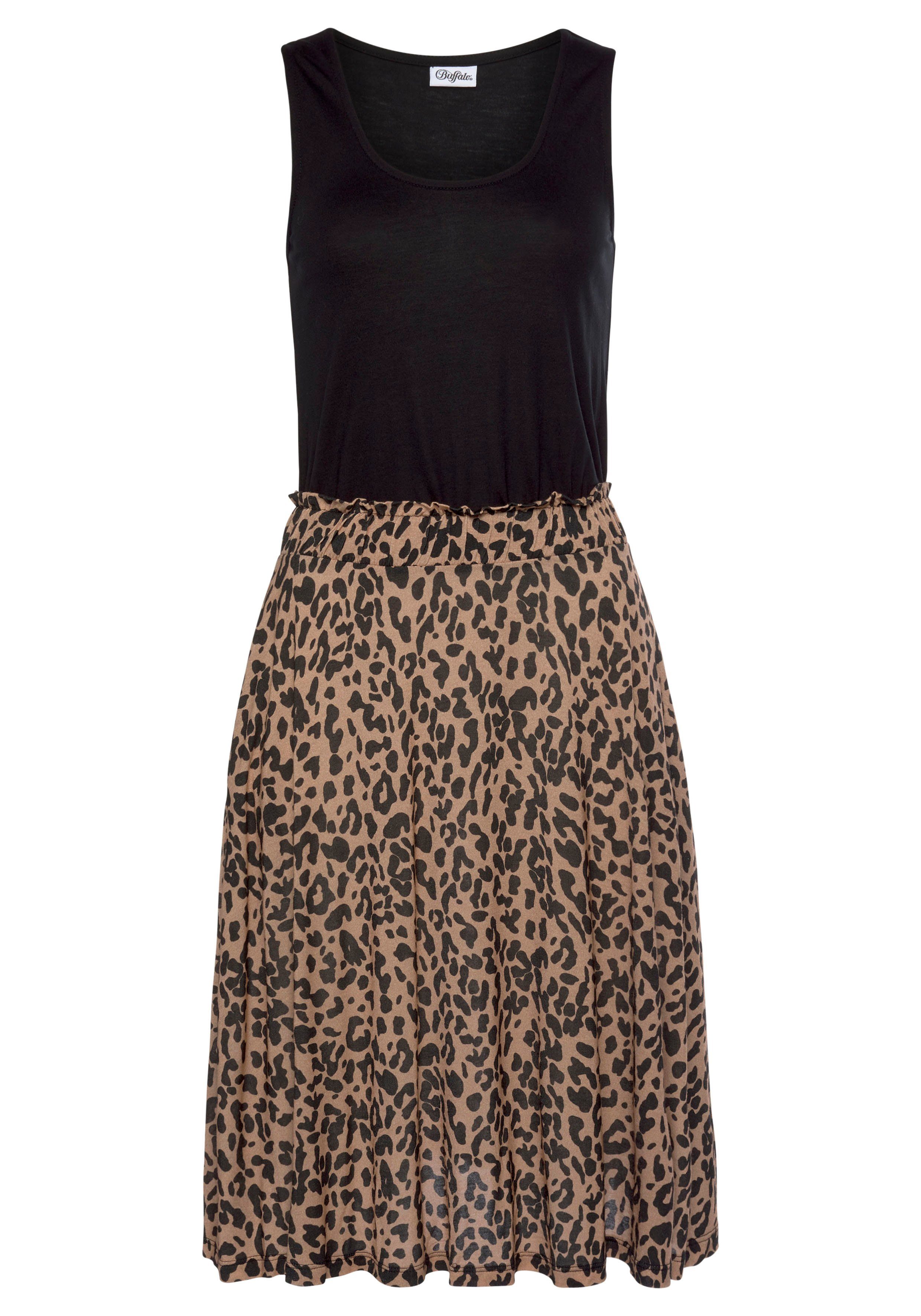 Buffalo Jerseykleid, mit Paperbag-Bund und Animalprint, Leokleid, Sommerkle günstig online kaufen