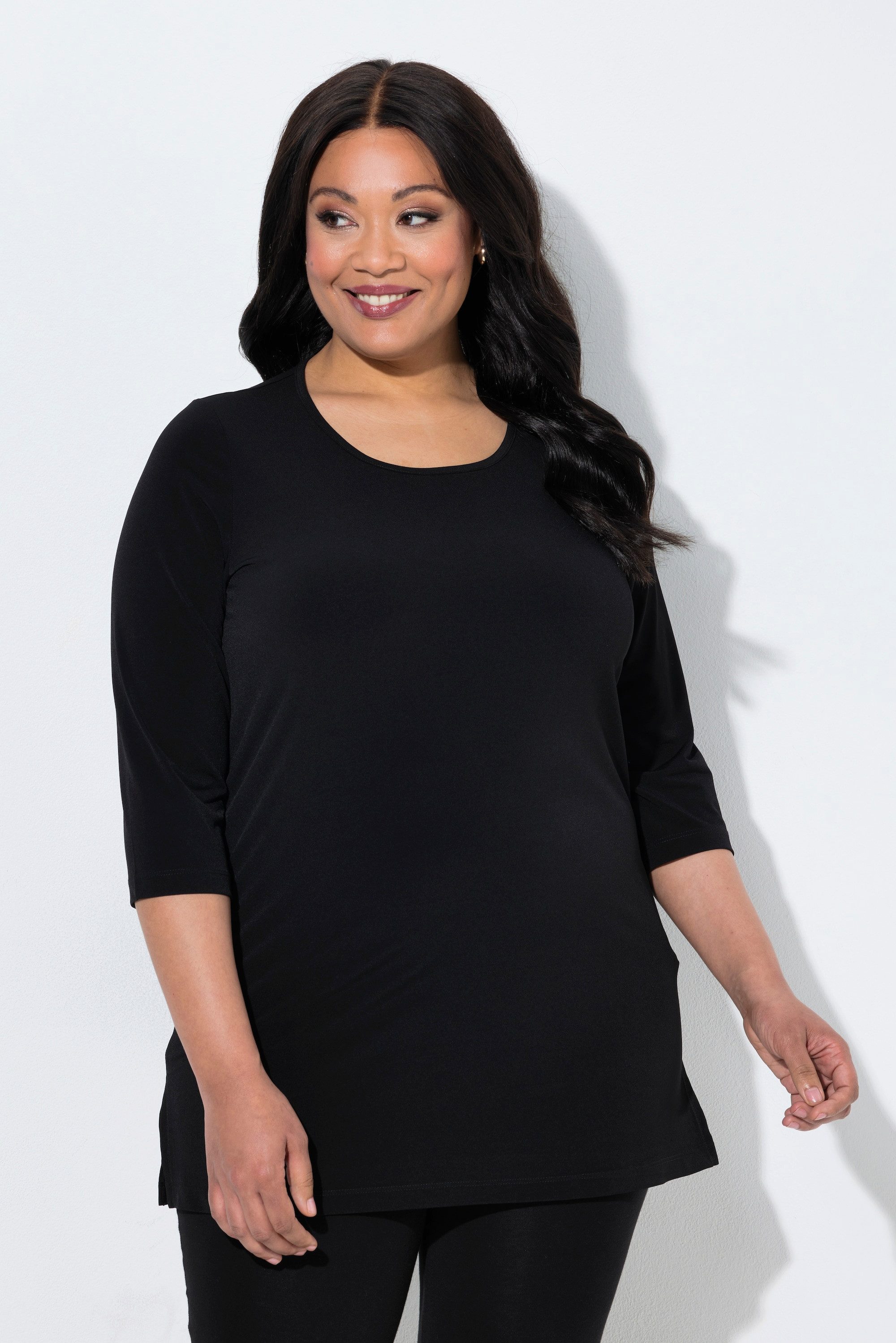 Ulla Popken Longshirt Longshirt Rundhalsausschnitt 3/4-Arm
