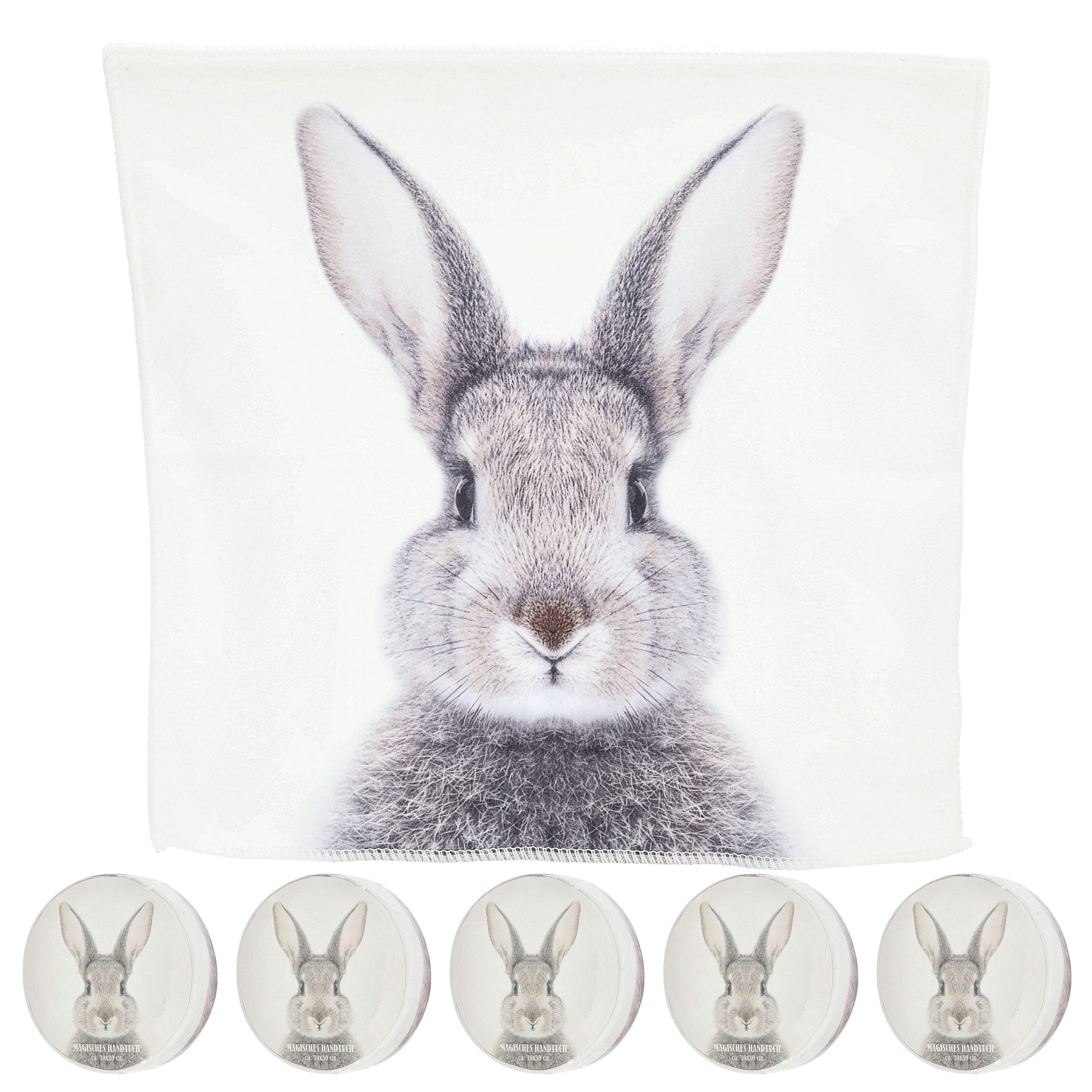 CEPEWA Handtuch Magisches Handtuch Hase 6er Set 30x30cm Baumwolle Osterhase Zaubertuch