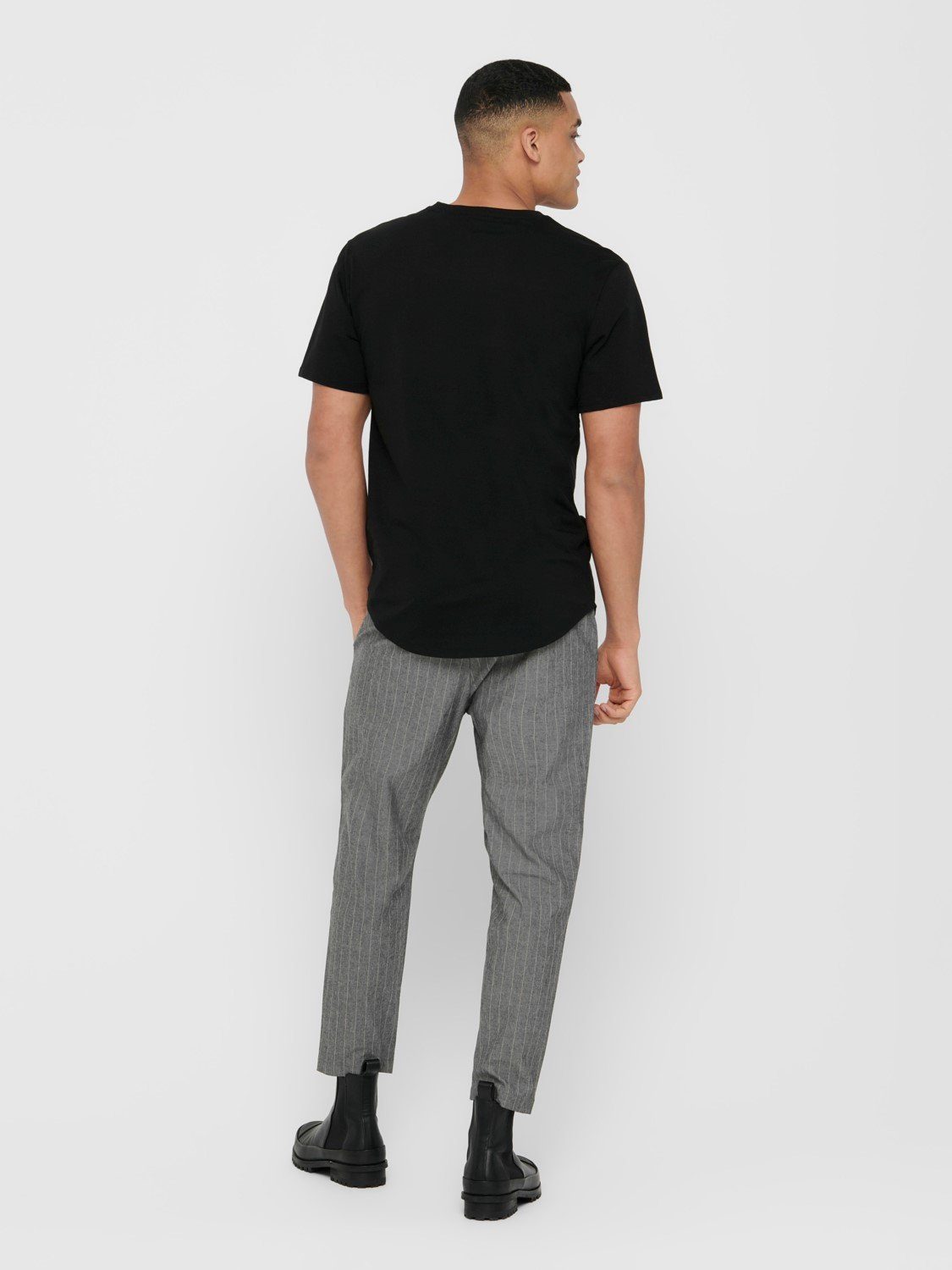ONLY & SONS T-Shirt Langes Rundhals Kurzarm ONSMATT Stretch Basic (1-tlg) ONSMATT LONGY SS TEE NOOS