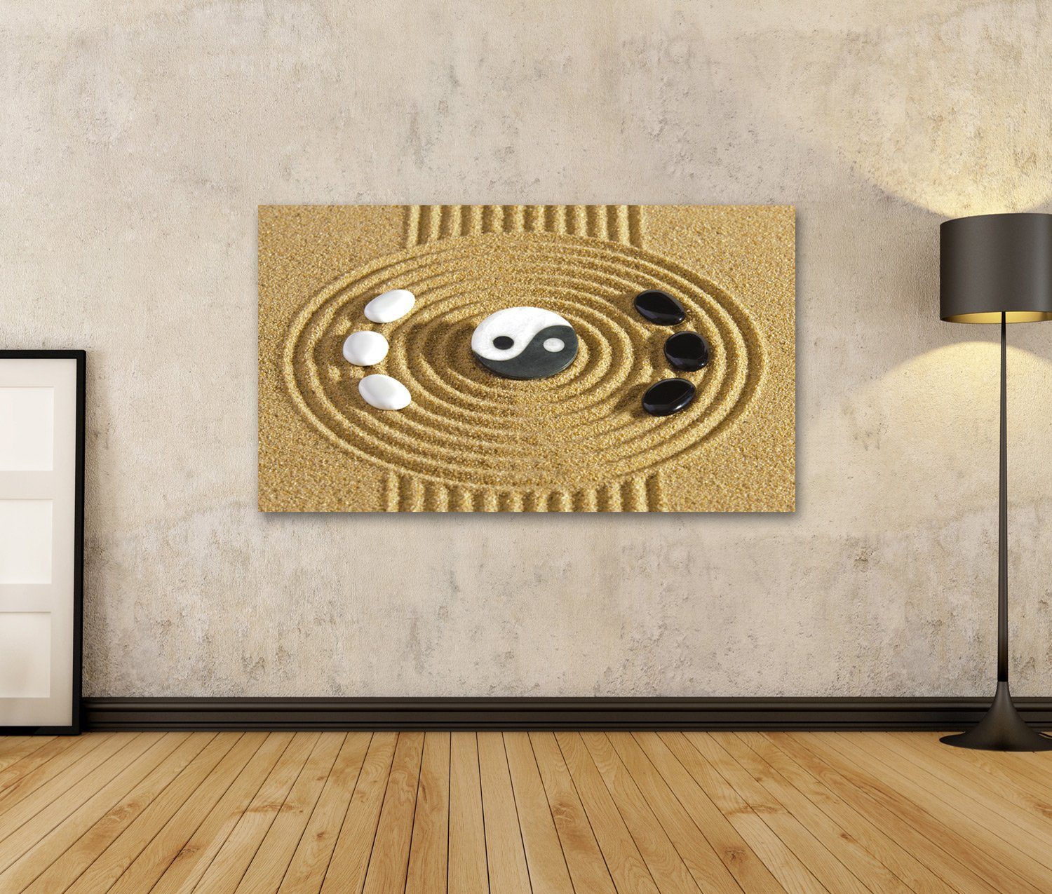 islandburner Leinwandbild Bild auf Leinwand Japan Zen-Garten Japanische Steine Yin Yang Wandbild
