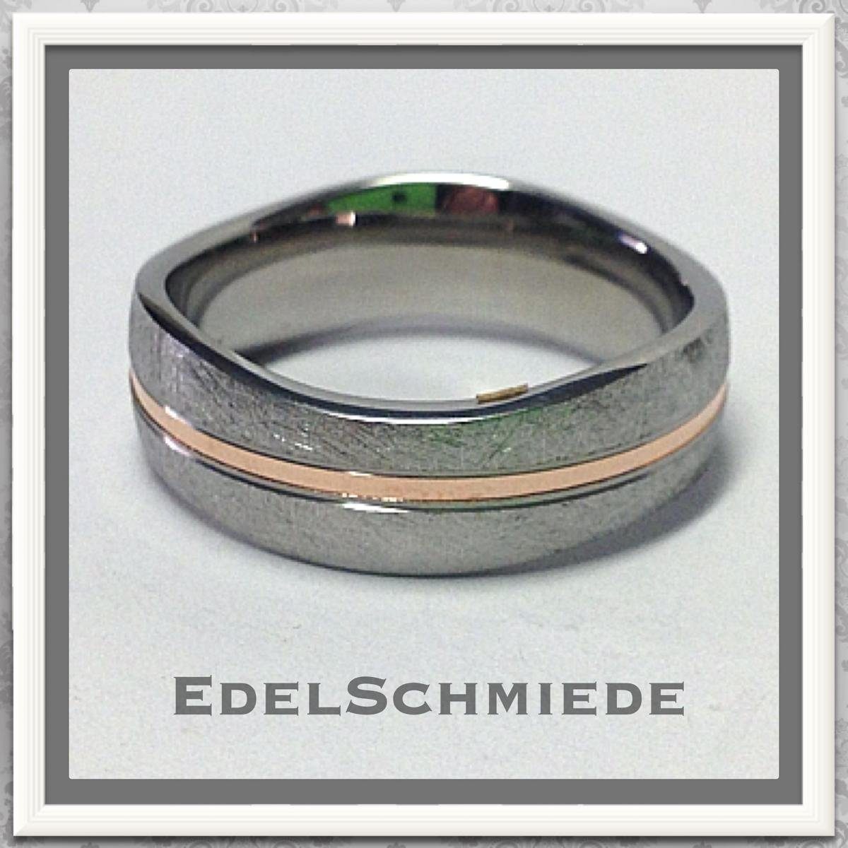 Edelschmiede925 Edelschmiede925 585 Herrenring Silberring Edelstahl Ringgröße mit Rotgoldeinlage