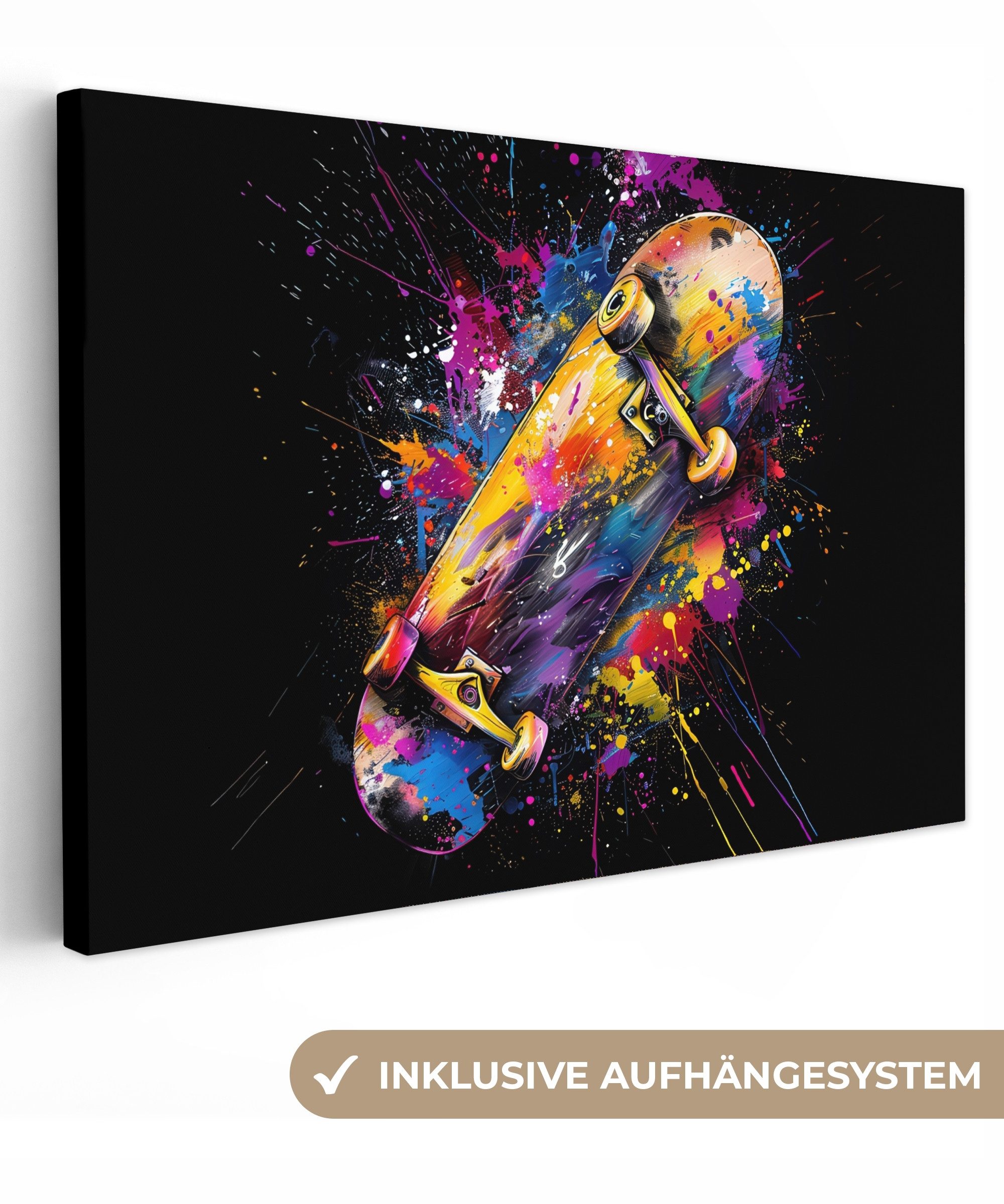 OneMillionCanvasses® Leinwandbild Graffiti - Sport - Skateboard - Skaten, Fotodruck (1 St), Leinwand Bilder Klein, Wand Dekoration Aesthetic 30x20 cm
