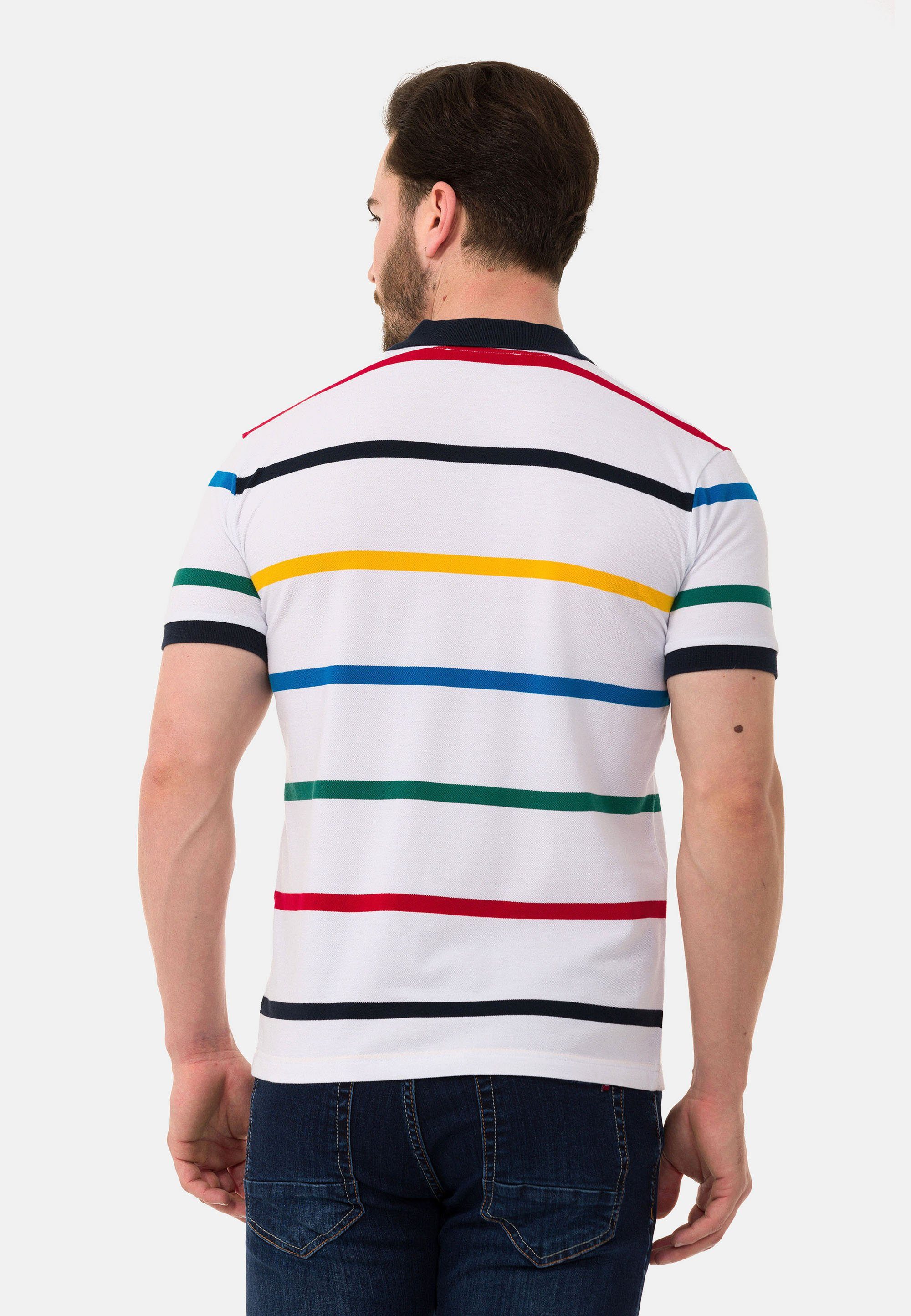 mit Cipo Poloshirt & weiß farbenfrohem Streifen-Design Baxx