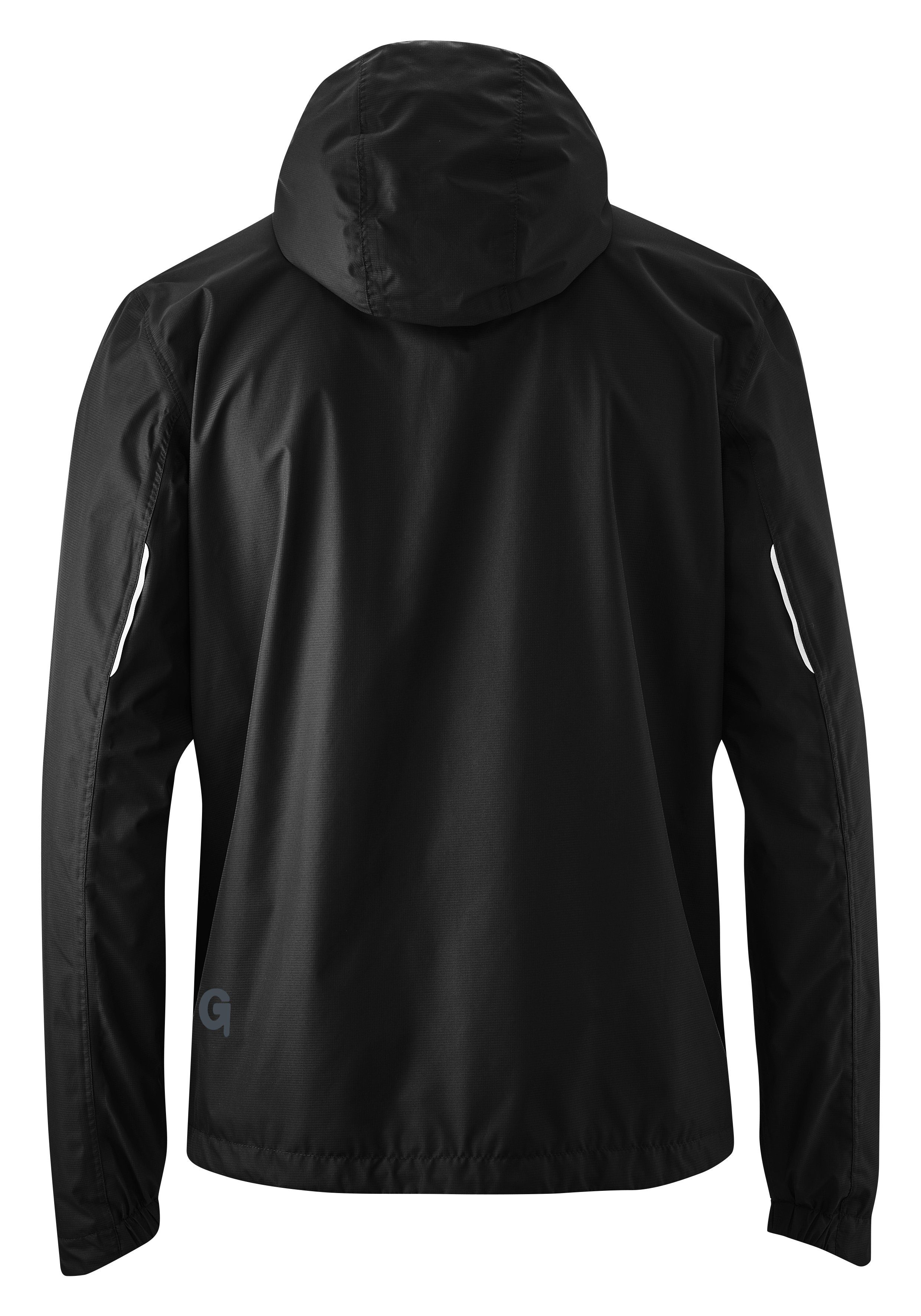 schwarz Radjacke wind- Herren Kapuze Fahrradjacke Regenjacke mit und wasserdicht, Gonso Light Save