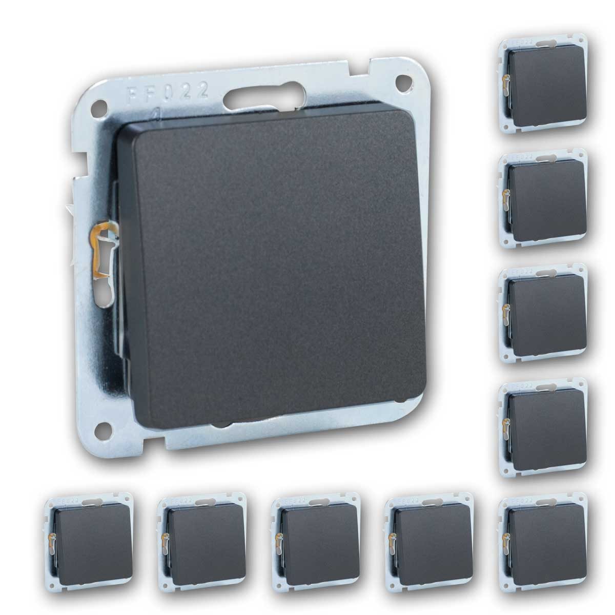 ChiliTec 10 MILOS Wechsel-Schalter anthrazit ohne Rahmen UP Unterputzschalter