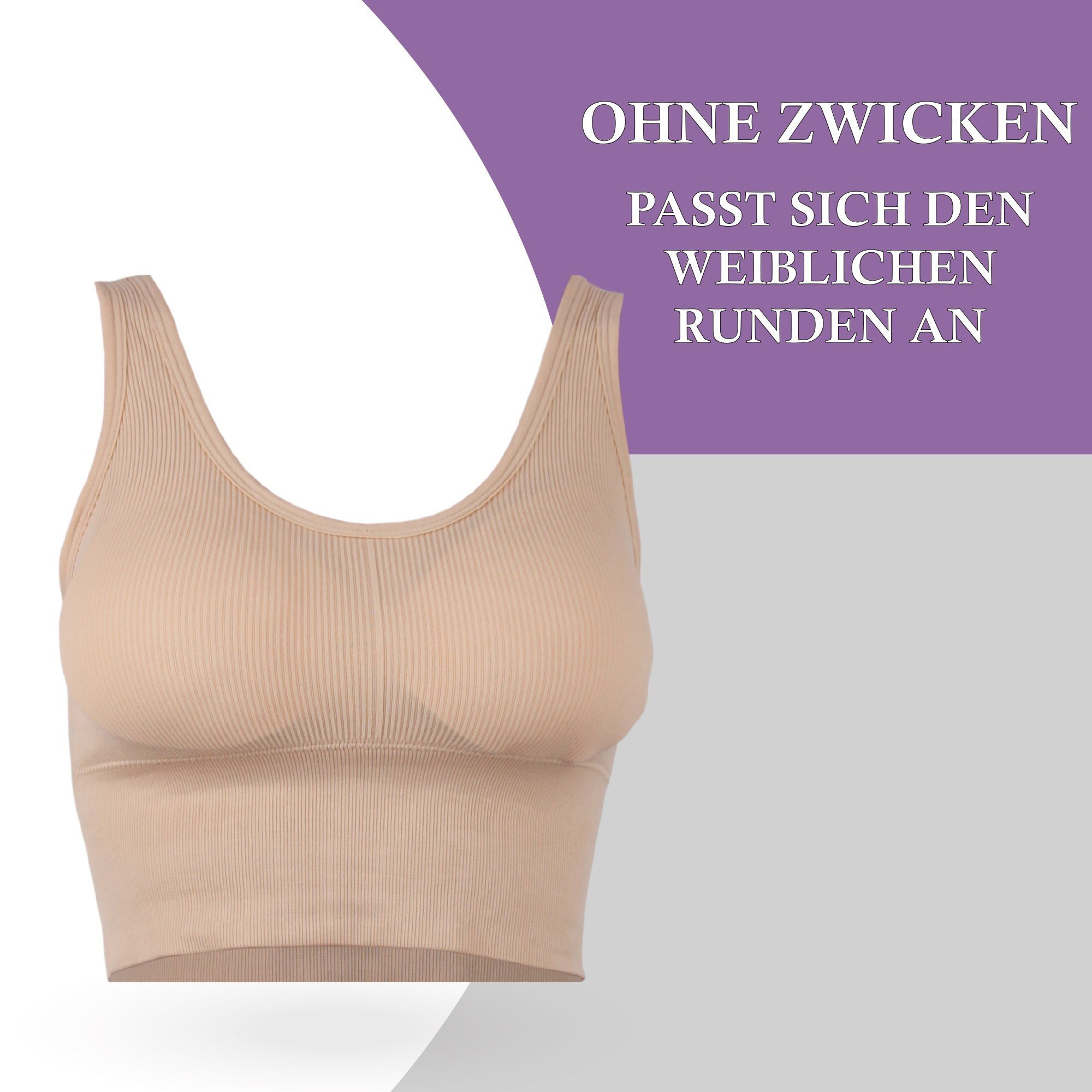 hemmy Fashion Push-up-BH Komfort BH - mit breiten Unterbrustband Damen Basic Wohlfühl BH "mit Push-Up" Sport Bralette - ohne Bügel