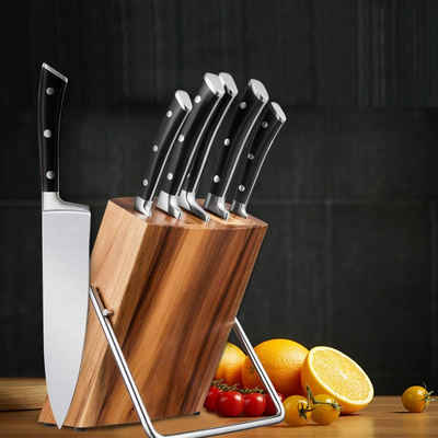 Daccormax Messerblock »Messerblock Profi Messer Set, ergonomische Holzgriffe,« (6tlg), Küchenmesser,mit Messerschärfer,Haushaltsmesser (6-tlg)