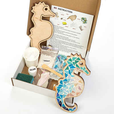 NKlaus Puzzle DIY Mosaik Bastelset Seepferdchen 10tlg. Spielzeug Kinder & Erwachsene, 10 Puzzleteile