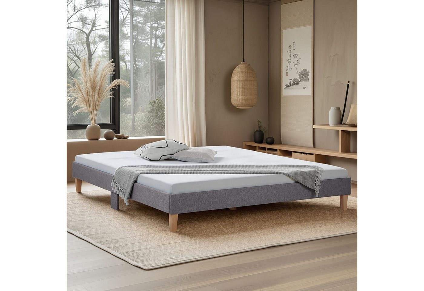 Homestyle4u Polsterbett 90x200 120x200 140x200 160x200 180x200 Doppelbett Lattenrost Futonbett (Set, mit Lattenrost), Doppelbett 180 x 200 cm