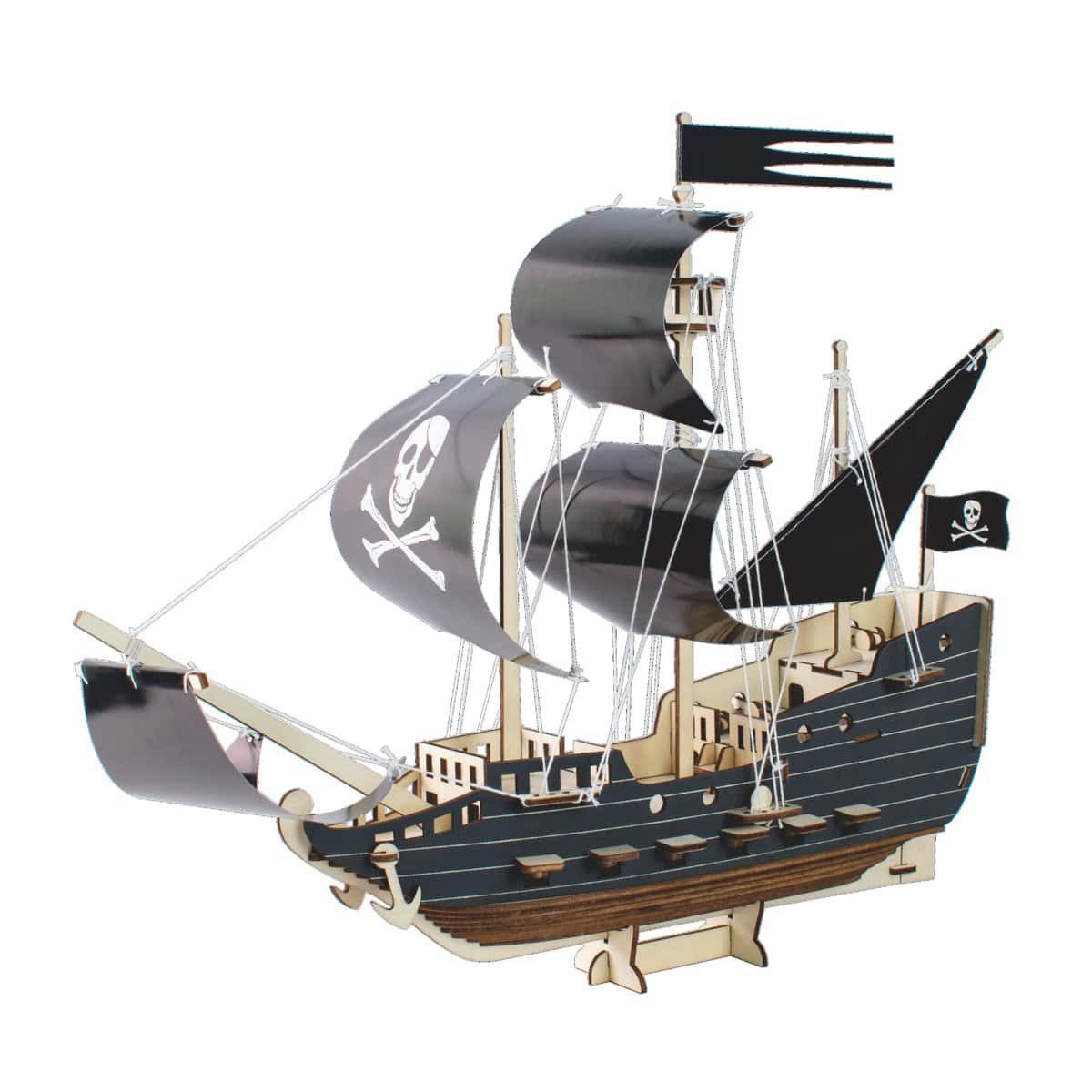Kitcreatives 3D-Puzzle Piratenschiff Bausatz aus Holz 3D Puzzle Piraten DIY Set Schiff, Puzzleteile