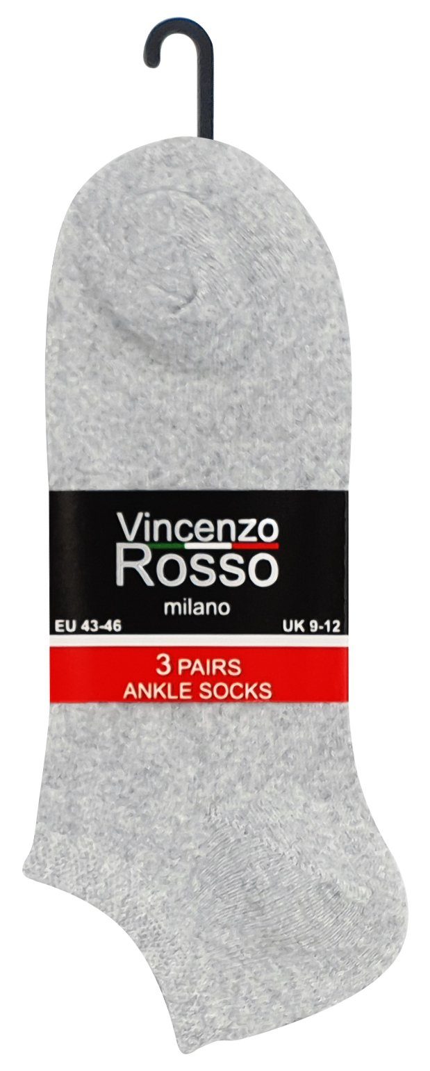 Vincenzo Rosso Sneakersocken Softbund Grau (12-Paar) mit