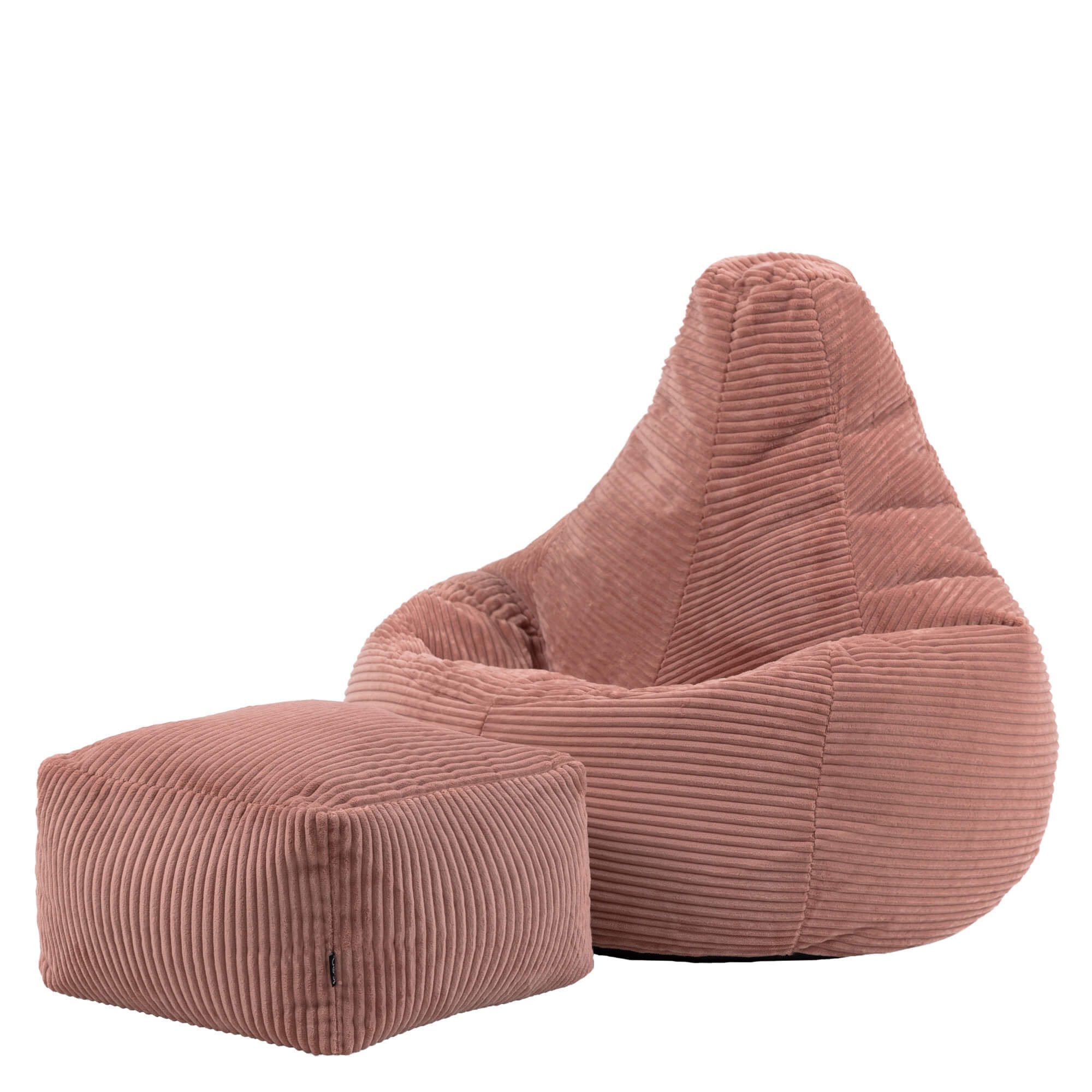 icon Sitzsack Кресла mit Liege aus Cord „Dalton“ mit Hocker (Spar-Set, 1 x Sitzsack, 1 x Fußhocker), Sitzsack XXL Gaming Sitzsack, Made in Germany, für Erwachsene & Kinder