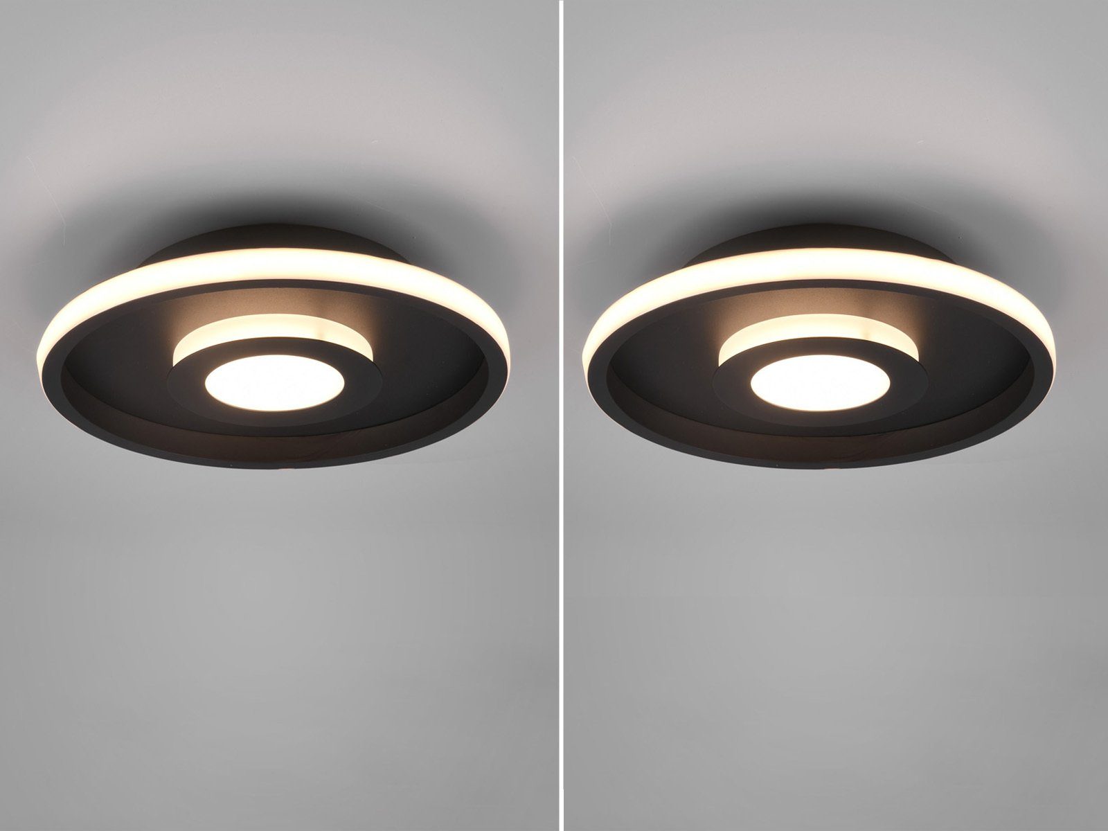 TRIO Leuchten LED Deckenleuchte, Dimmfunktion, LED fest integriert, Warmweiß, 2er Set Badezimmer-lampen Decke dimmbar flach über-n Esstisch, Ø30cm