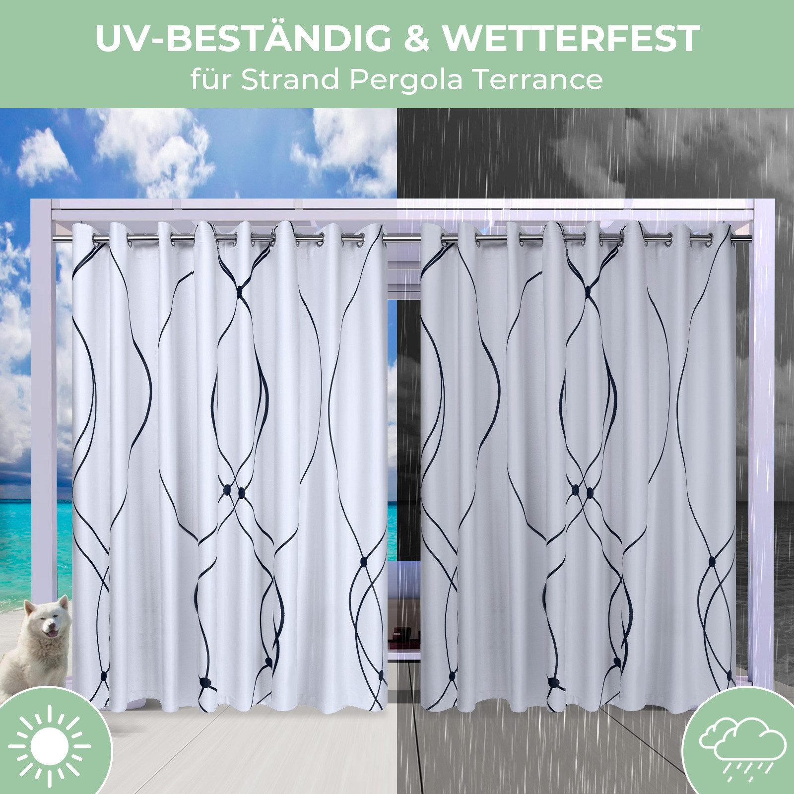 BTTO V&G Verdunkelungsvorhang OutdoorVorhänge,Linien Gardinen Indoor günstig online kaufen