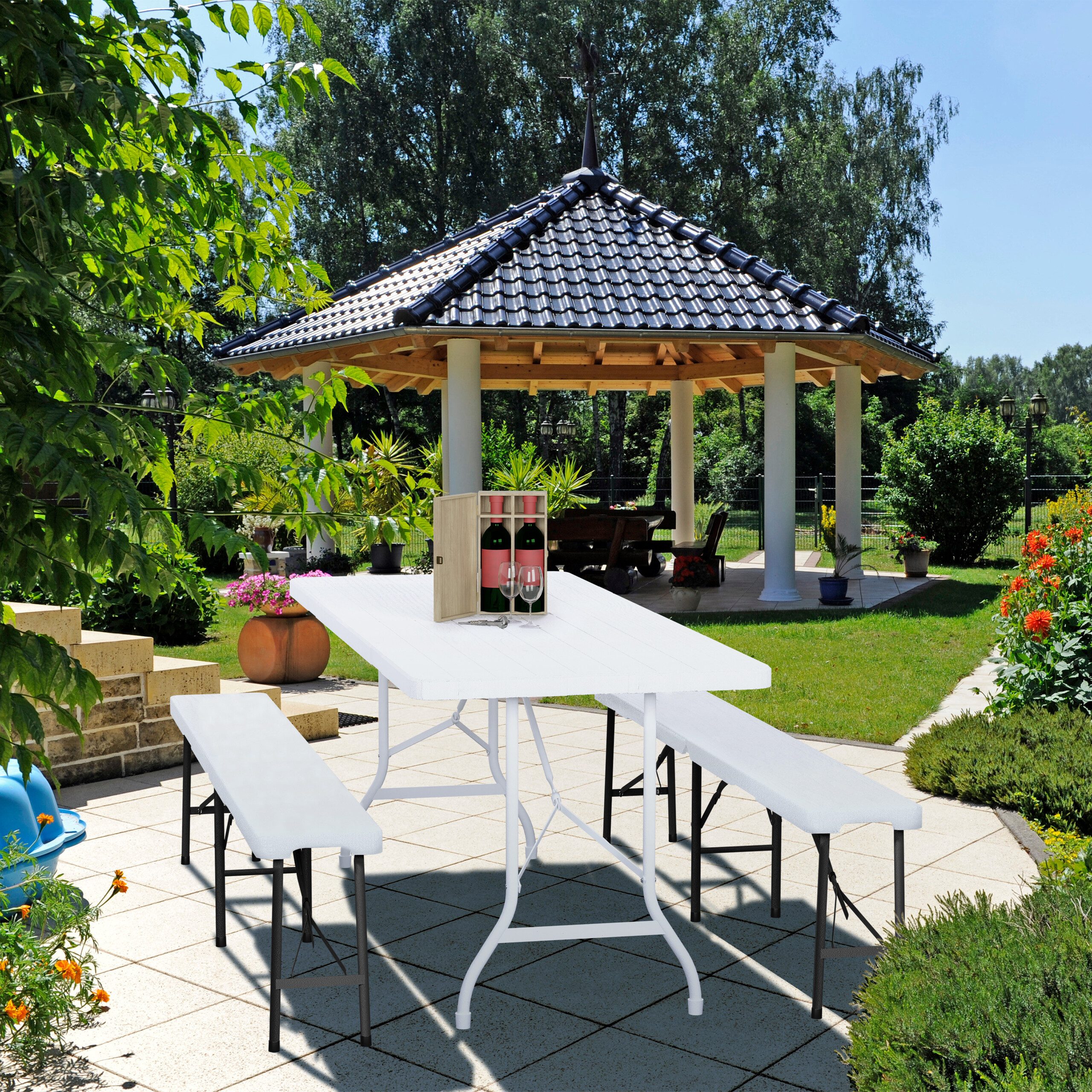 relaxdays Gartenbank Bierbank 2er Set 240 cm (2er Set)