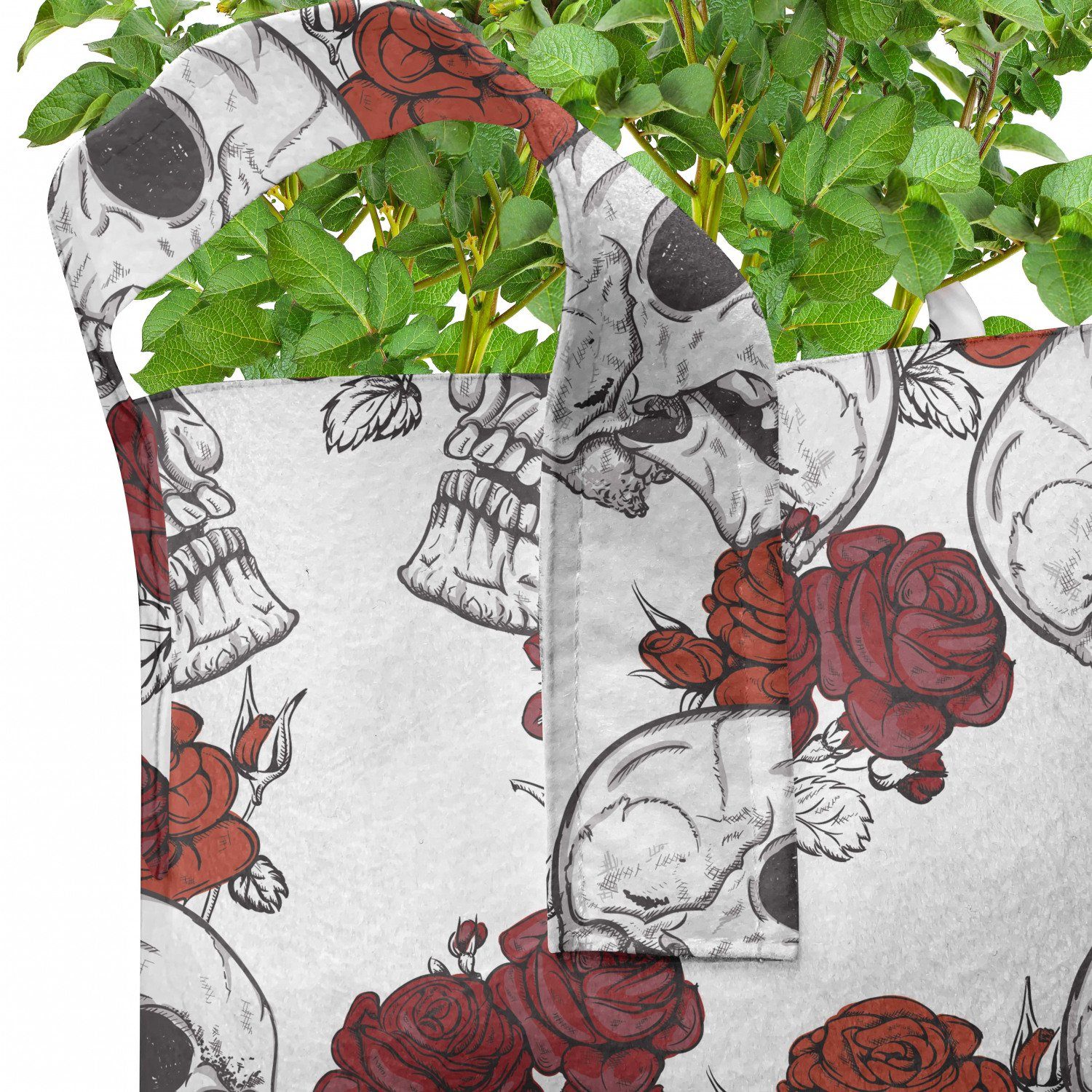 Halloween Roses Schädel Pflanzkübel Gothic Abakuhaus für Pflanzen, mit hochleistungsfähig Stofftöpfe Griffen