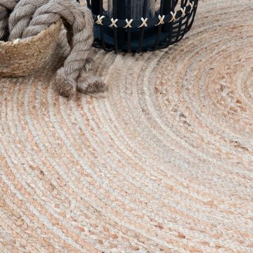 Teppich JUTOS Wohnzimmer Teppich Natur Beige Jute Boho Landhausstil, Consilio Concept, Rund