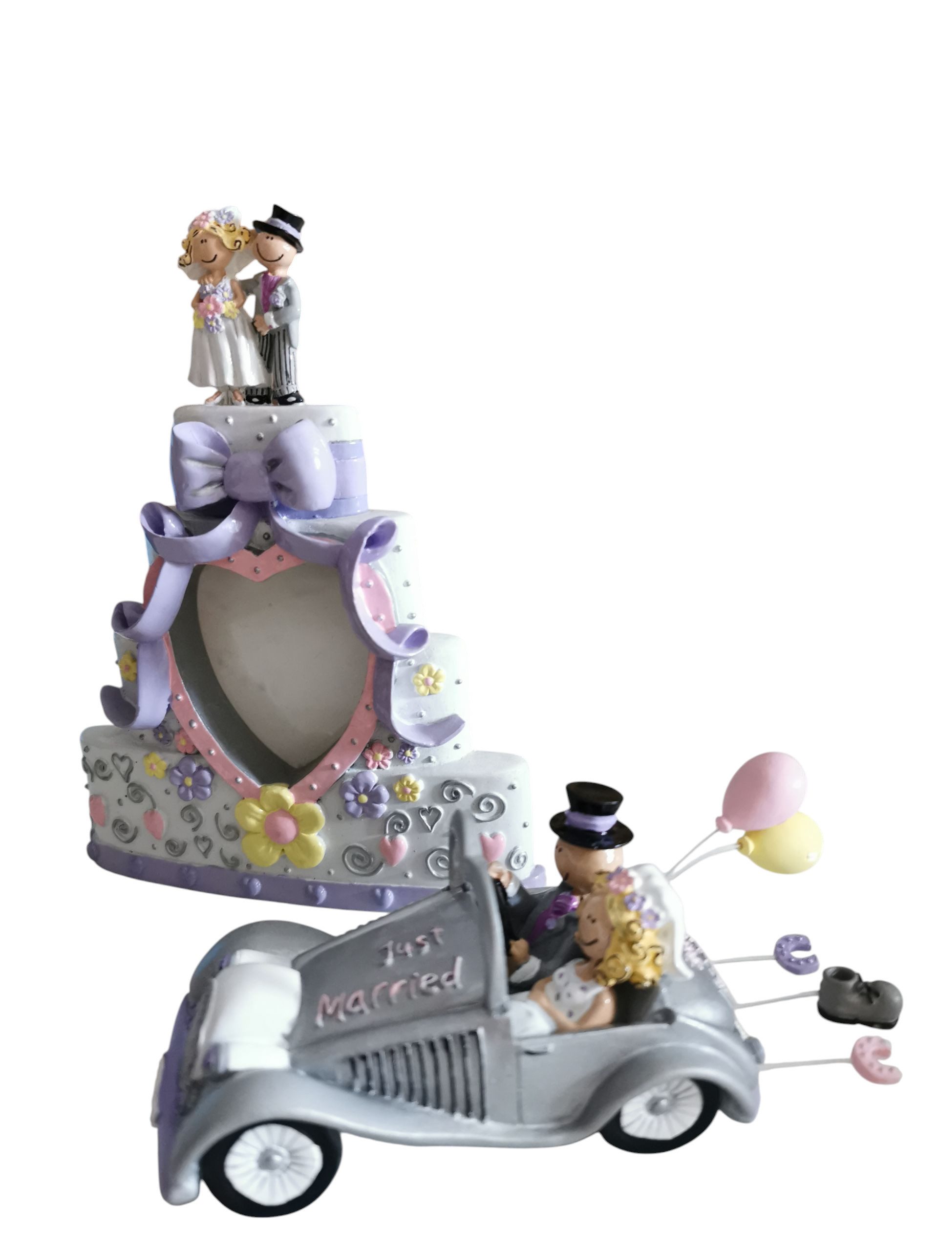 RS-Segelken Bilderrahmen Hochzeits-Set Keramik Bilderrahmen und Hochzeitsauto Just married, (2 St)