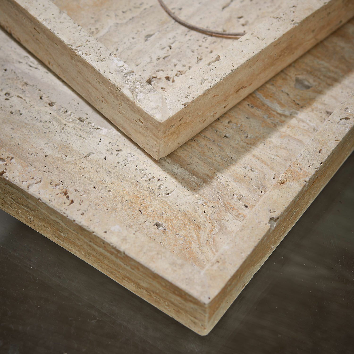 Mirabeau Tablett Tablett 3er Set Tavone beige, Travertin