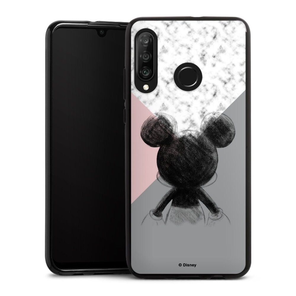 DeinDesign Handyhülle Disney Marmor Mickey Mouse Mickey Mouse Scribble, Huawei  P30 Lite New Edition Silikon Hülle Bumper Case Smartphone Cover