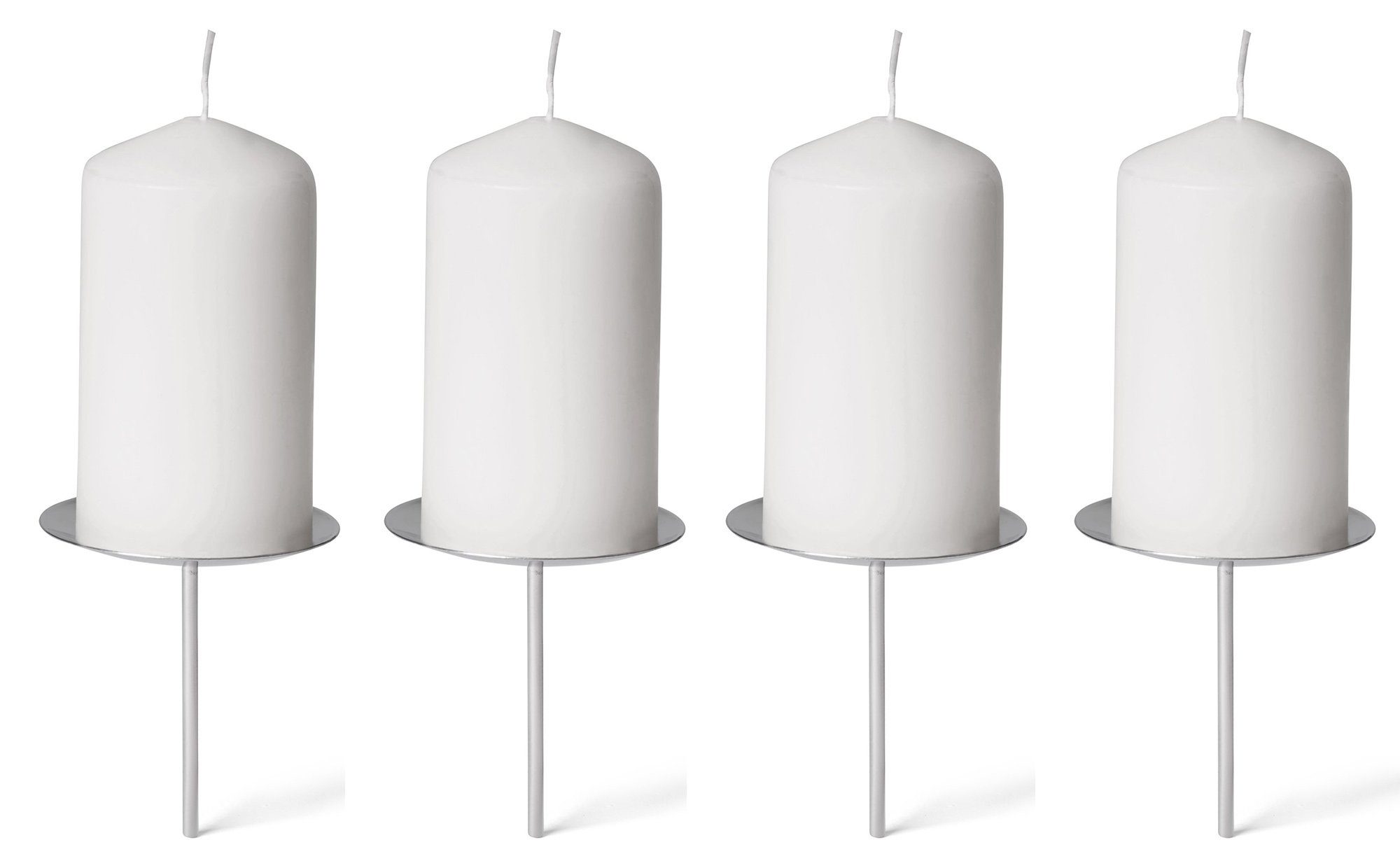 Dorn Kerzenständer mit - 4 Silber), Kerzenpicks Novaliv mit 4x 8 - Kerzenpicks Silber Dorn St., cm (Spar-Set, Dorn Silber Ja Mit