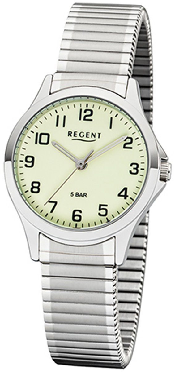 Regent Quarzuhr Regent Damen Uhr 2242423 Metall Quarz, Damen Armbanduhr  rund, klein (ca. 29mm), Metallarmband