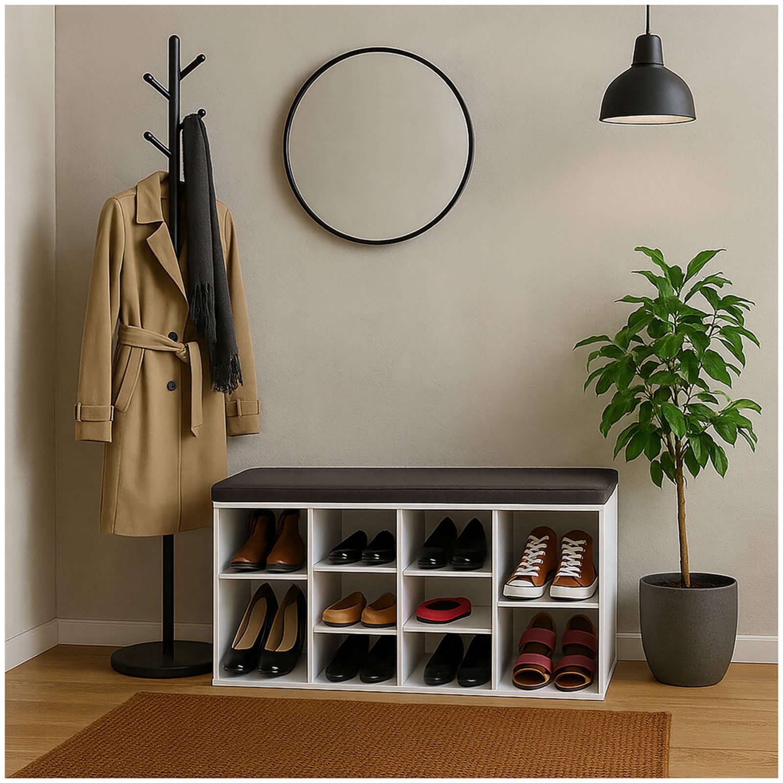 HTI-Living Schuhbank Schuhbank Katja1 (Stück, 1-St., 1 Schuhbank mit Kissenauflage), Schuhregal 10 Fächer