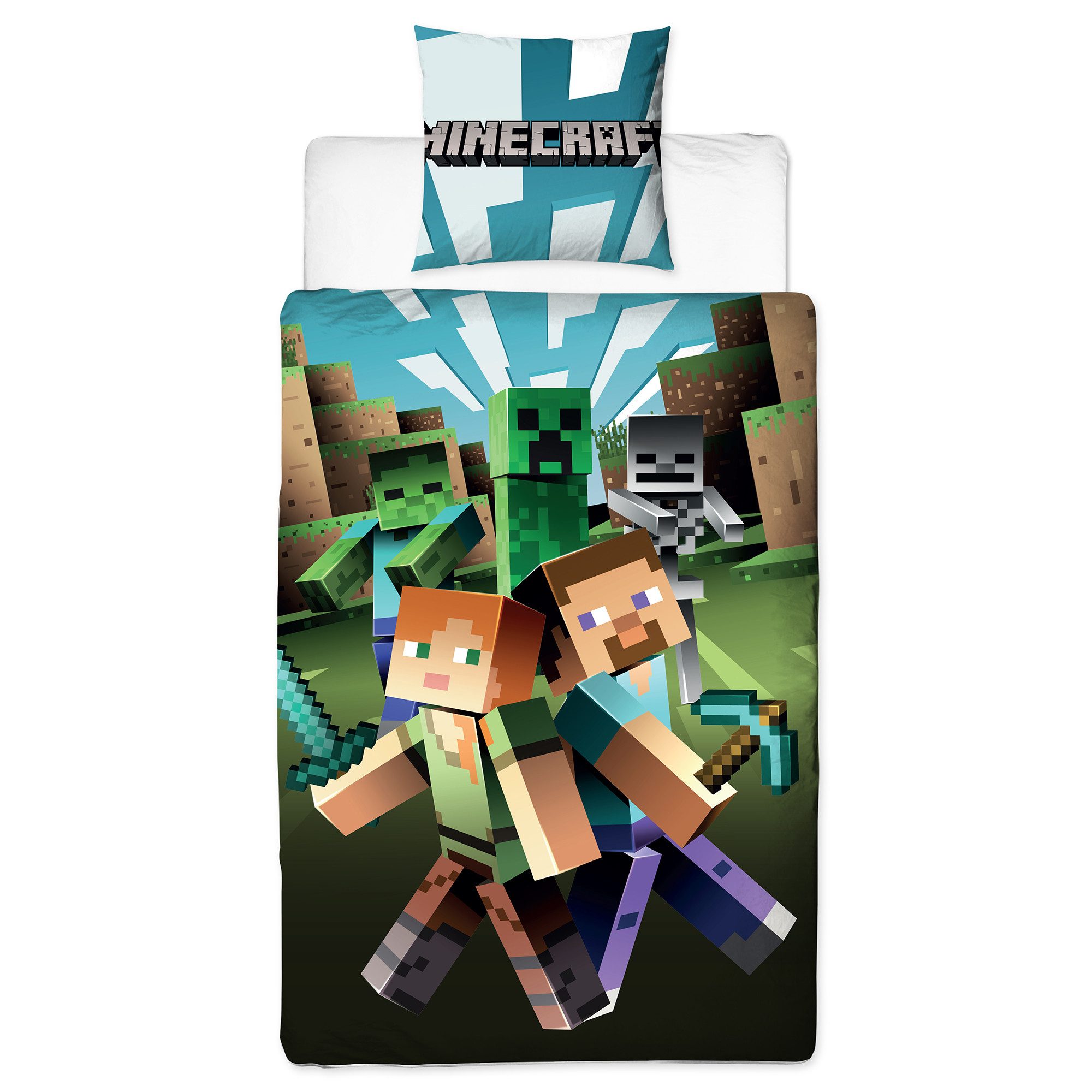 BERONAGE Kinderbettwäsche Minecraft City Bettwäsche Linon / Renforcé, 100% günstig online kaufen