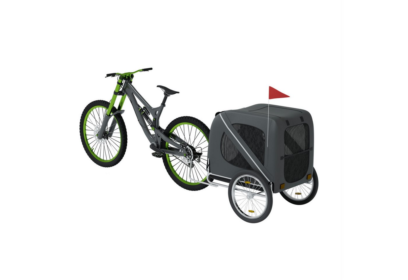 Thumbnail - HAGO Fahrradhundeanhänger Grau Transportbox Hundebuggy Klappfunktion Dachöffnung Regenabdeckung, klappbar, als Fahrradan...