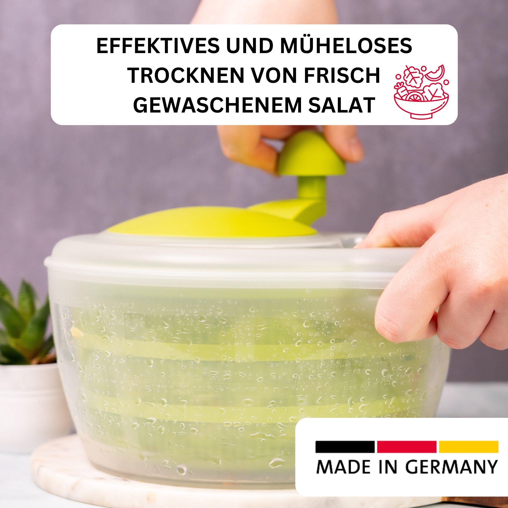 WESTMARK Salatschleuder Spinderella, Fassungsvermögen: 4,4 Liter, ø 23,5 cm, Grün