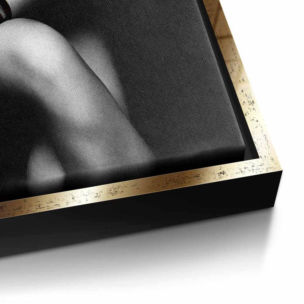 Pose Rahmen silberner schwarz gold DOTCOMCANVAS® Leinwand premiu Frau Elegant grau mit elegant Leinwandbild, Erotik