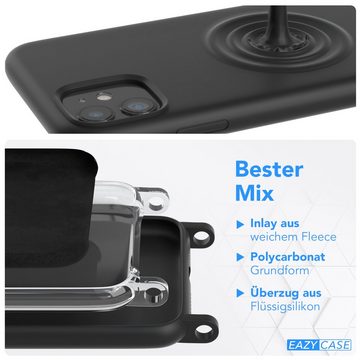 EAZY CASE Handykette Runde Kette für Apple iPhone 11 6,1 Zoll, Smartphonekette Cross Bag Silikonhülle Umhängetasche Necklace Schwarz
