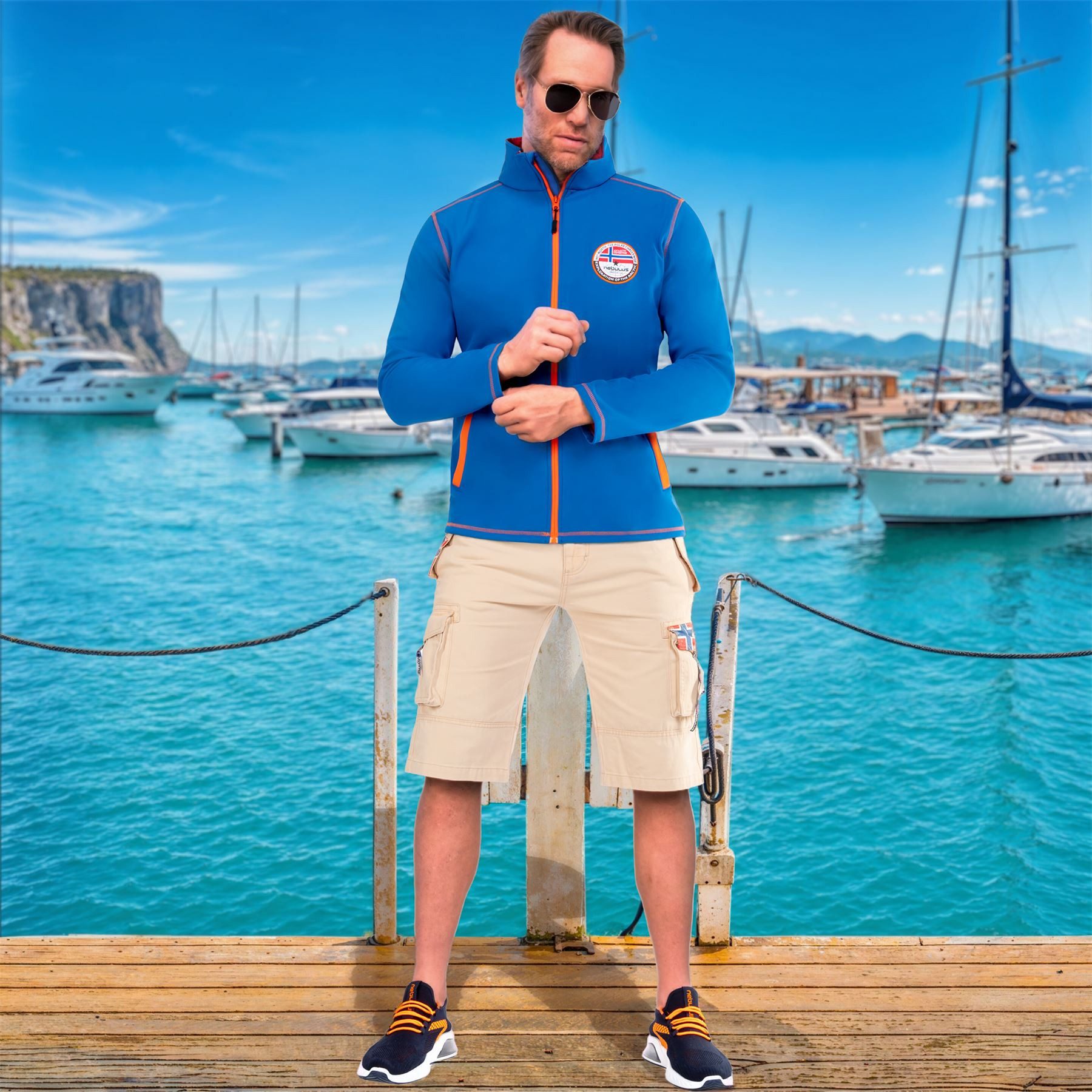 Nebulus Softshelljacke PUKA, P5541 - Herren, kobalt-orange, XXL