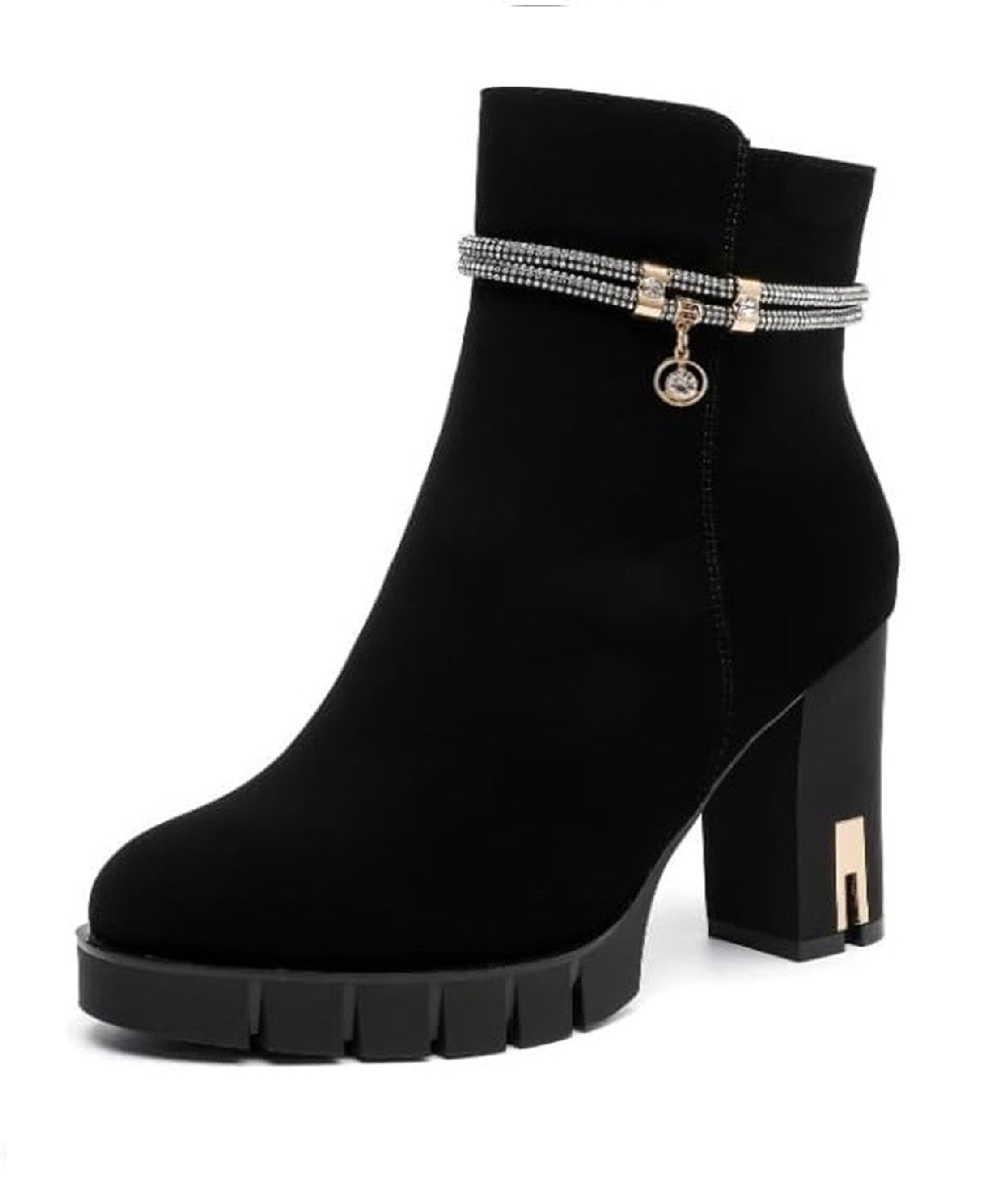 Pogolino B2750 High-Heel-Stiefelette Damen High Heels Stiefeletten Plateau Stiefel Glitzer