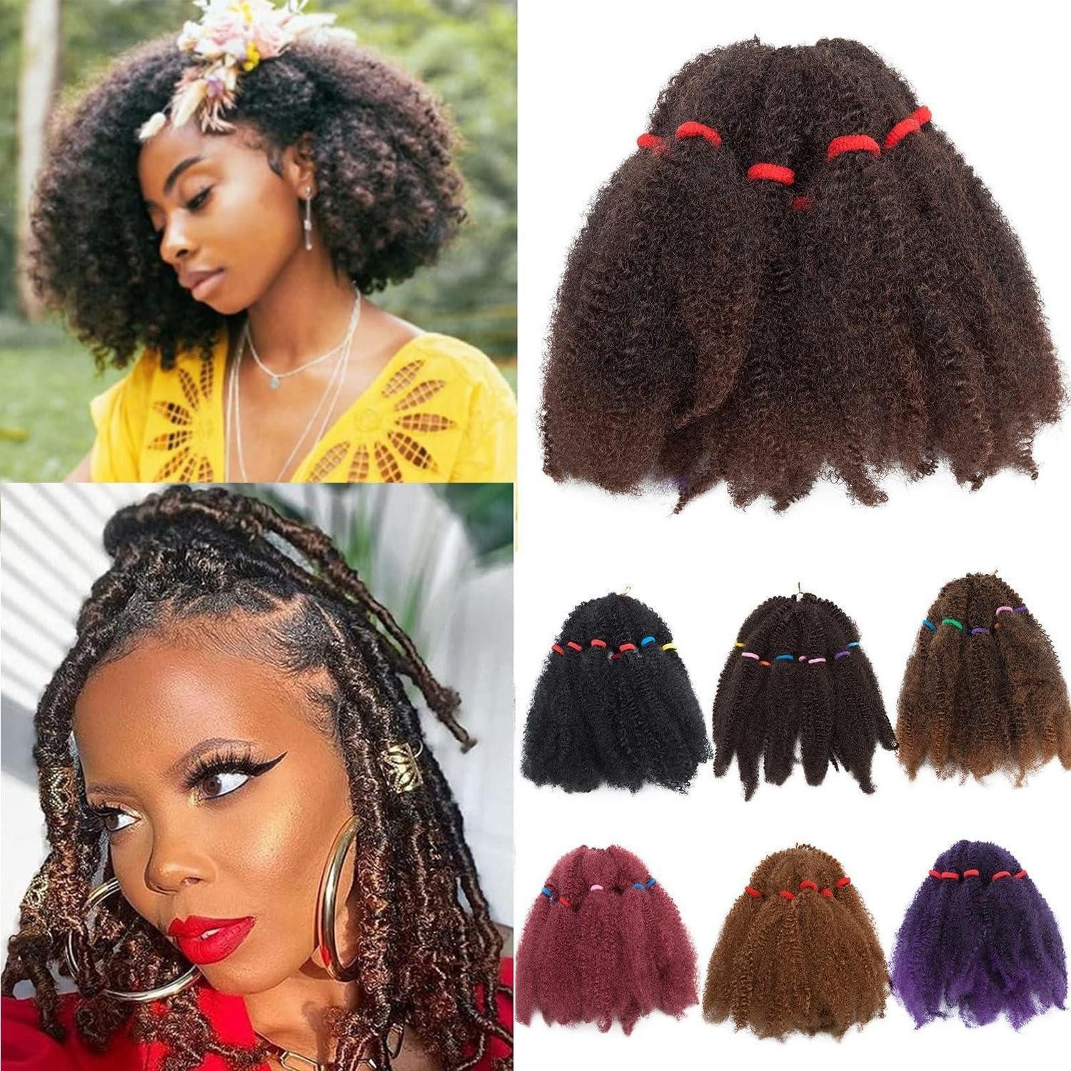 LuxusKollektion Kunsthaar-Extension Haarverlängerung Marley 6pack Schwarze mix Dunkles Kastanienbraun