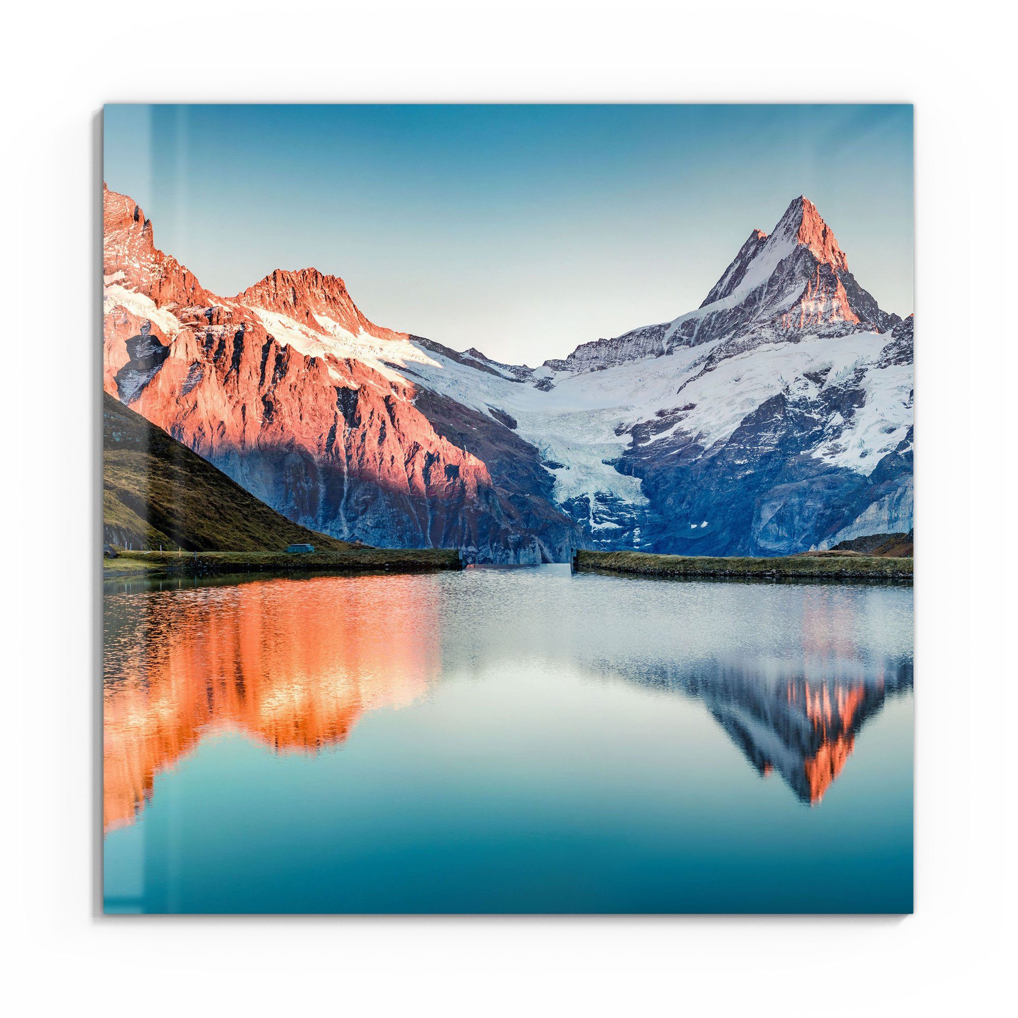 Glas Glasbild Alpen\', vor modern schwebend Alpen\', DEQORI Bild \'Bachalpsee \'Bachalpsee vor Wandbild