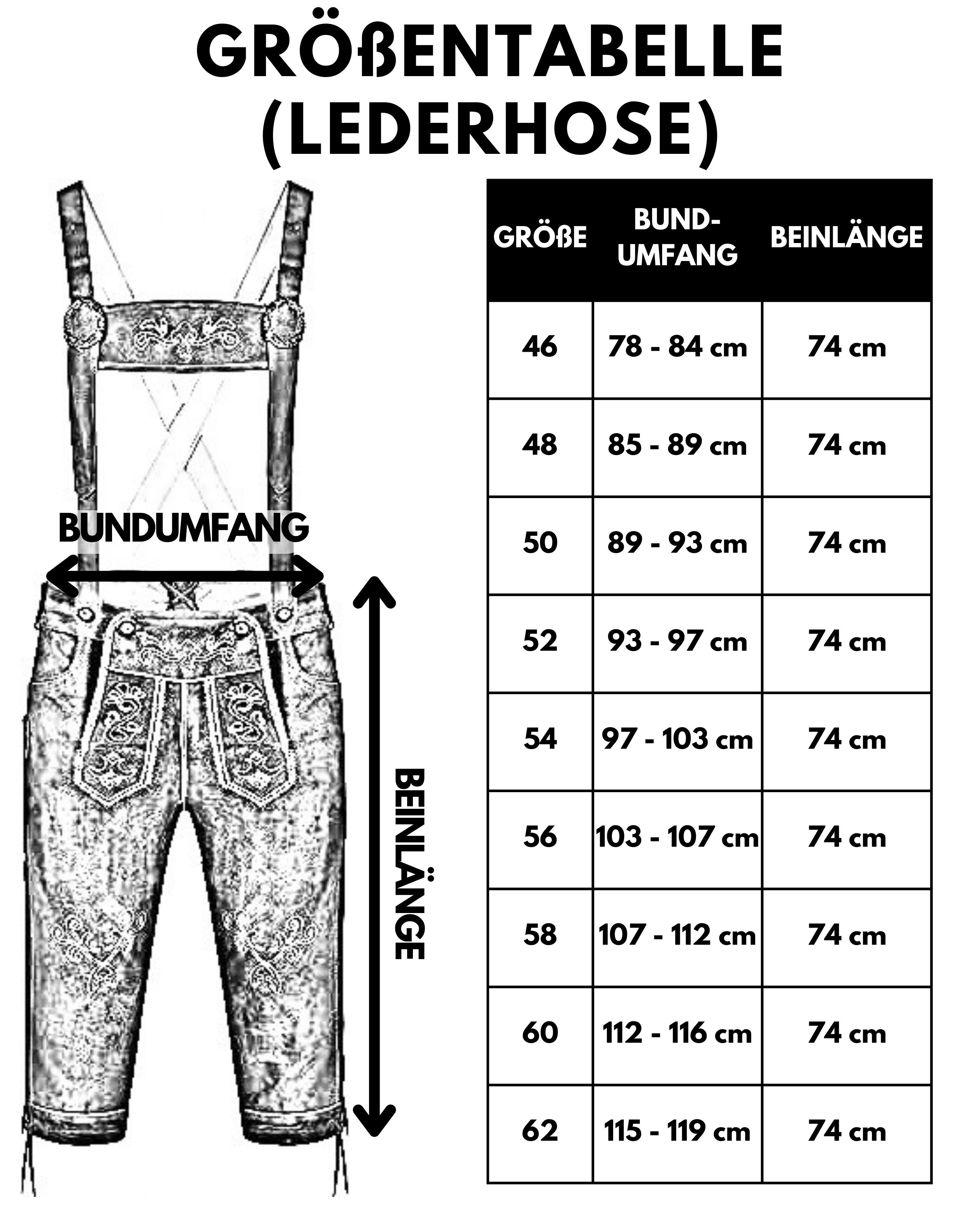 ALL THE GOOD Trachtenlederhose ALL THE GOOD Herren Trachten Set Oktoberfest Bayerische Lederhose B2 (Trachten-Set, 4er Set, Hose + Hemd + Schuhe + Socken)