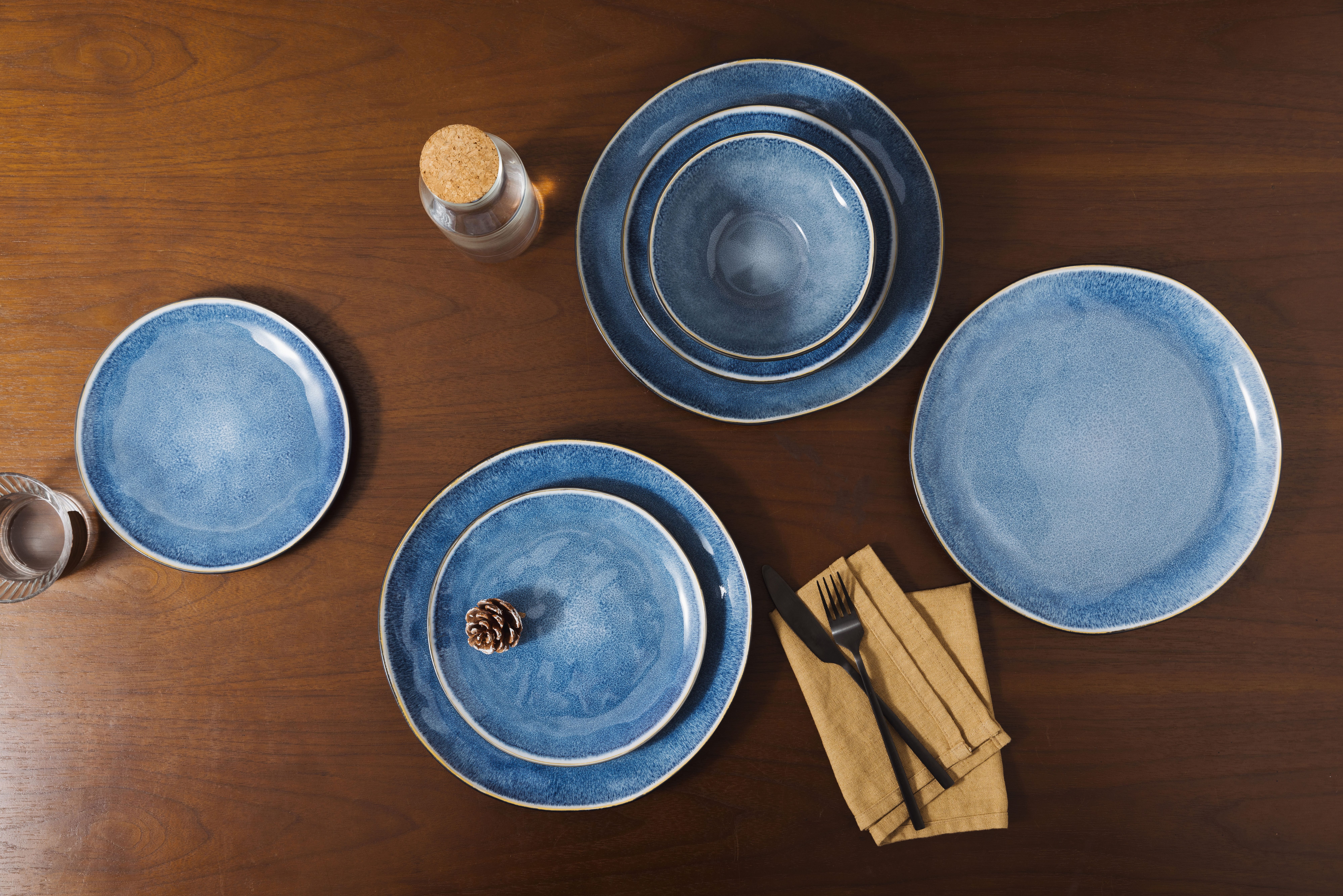 OTTO home Tafelservice Teller Set, Service Allden (12-tlg), 4 Personen, Steinzeug, Teller Set, jedes Stück ein Unikat, 12 Teile, für 4 Personen