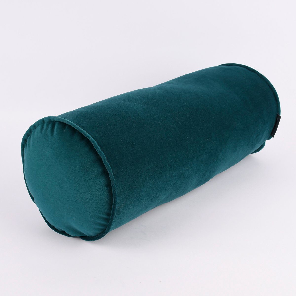 SCHÖNER LEBEN. Dekokissen Nackenrolle Samt mit Keder und Reißverschluss petrol 20x55cm