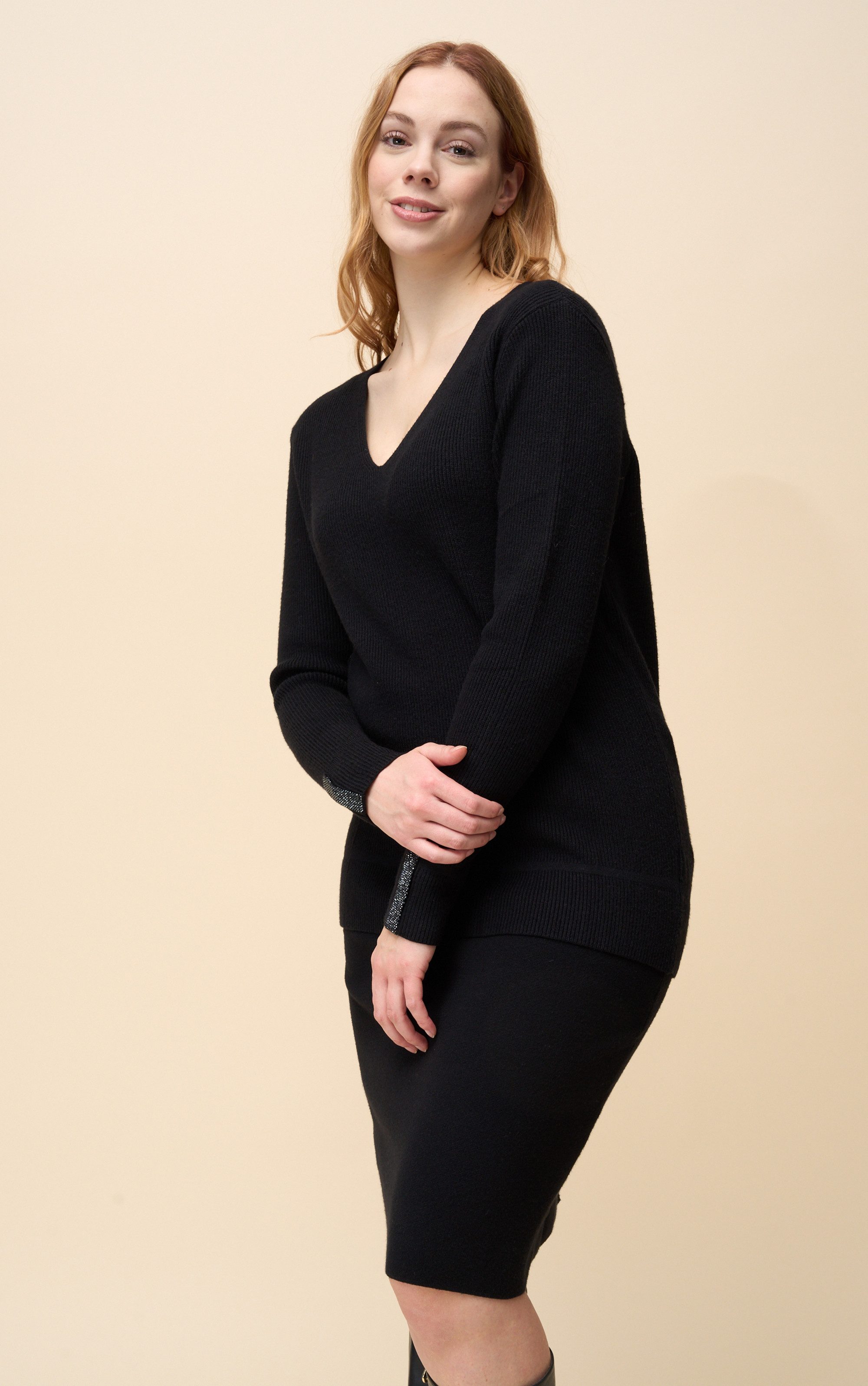 Passioni Strickrock Knielanger Bleistiftrock günstig online kaufen