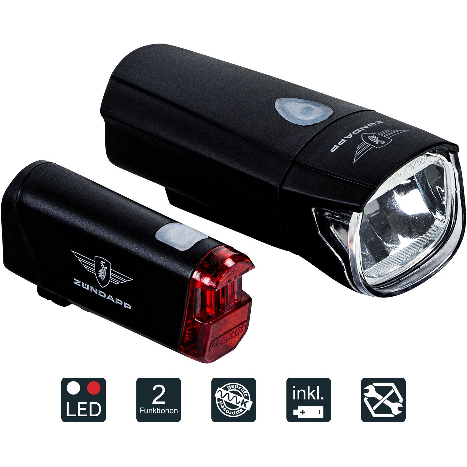 Zündapp Fahrrad-Frontlicht »ZA.K.50«, Batterieleuchten-Set LED Fahrradlicht Fahrrad  Lampenset Beleuchtung StVZO universal Lampe