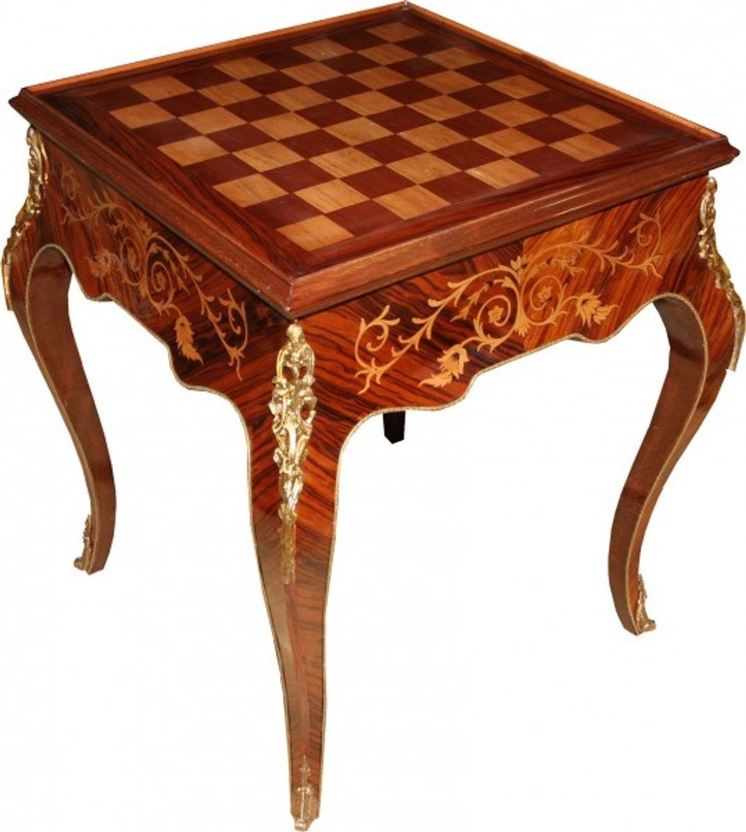 Casa Padrino Gamingtisch B Deco / Stil - H 60 Intarsien Spieltisch Möbel Art Mahagoni x L x Schach Braun Backgammon 71 Antik cm 60 Barock Tisch