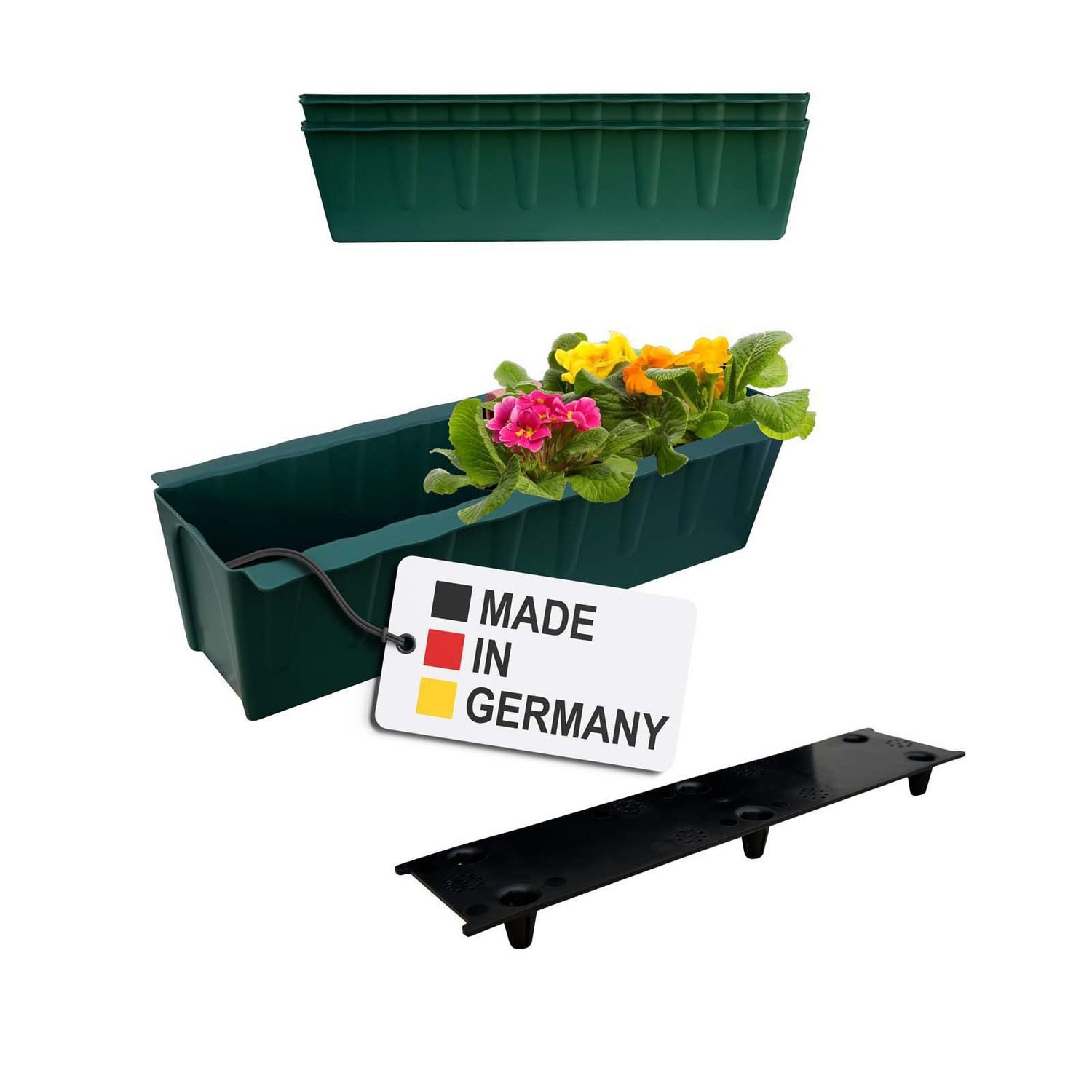 BURI Blumenkasten Europaletten Blumenkasten Dunkelgrün 2x zum Einlassen Pflanzkasten