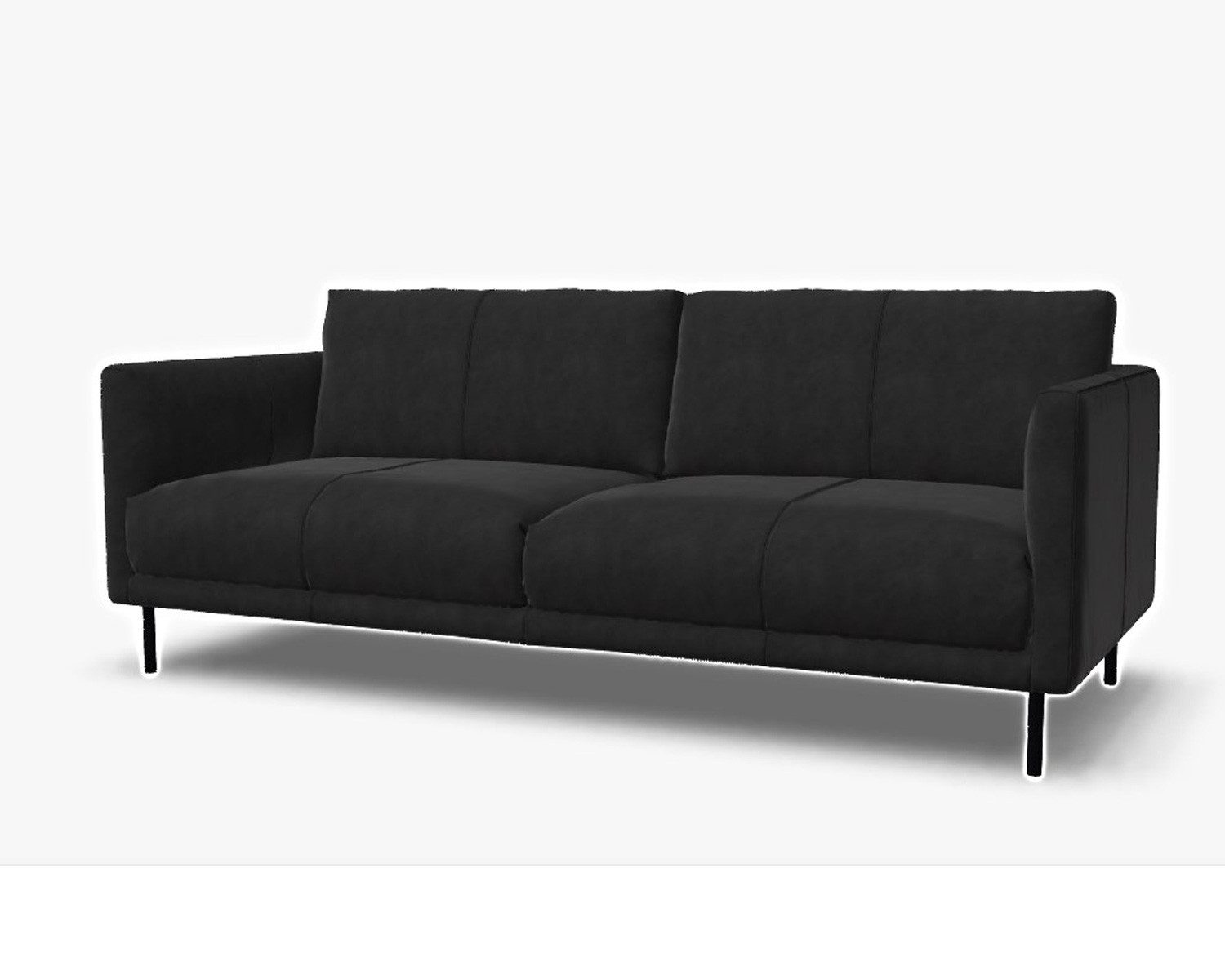 Rolf Benz 2,5-Sitzer Sofa Rolf Benz freistil 133 Leder schwarz 202cm, Echtes Leder