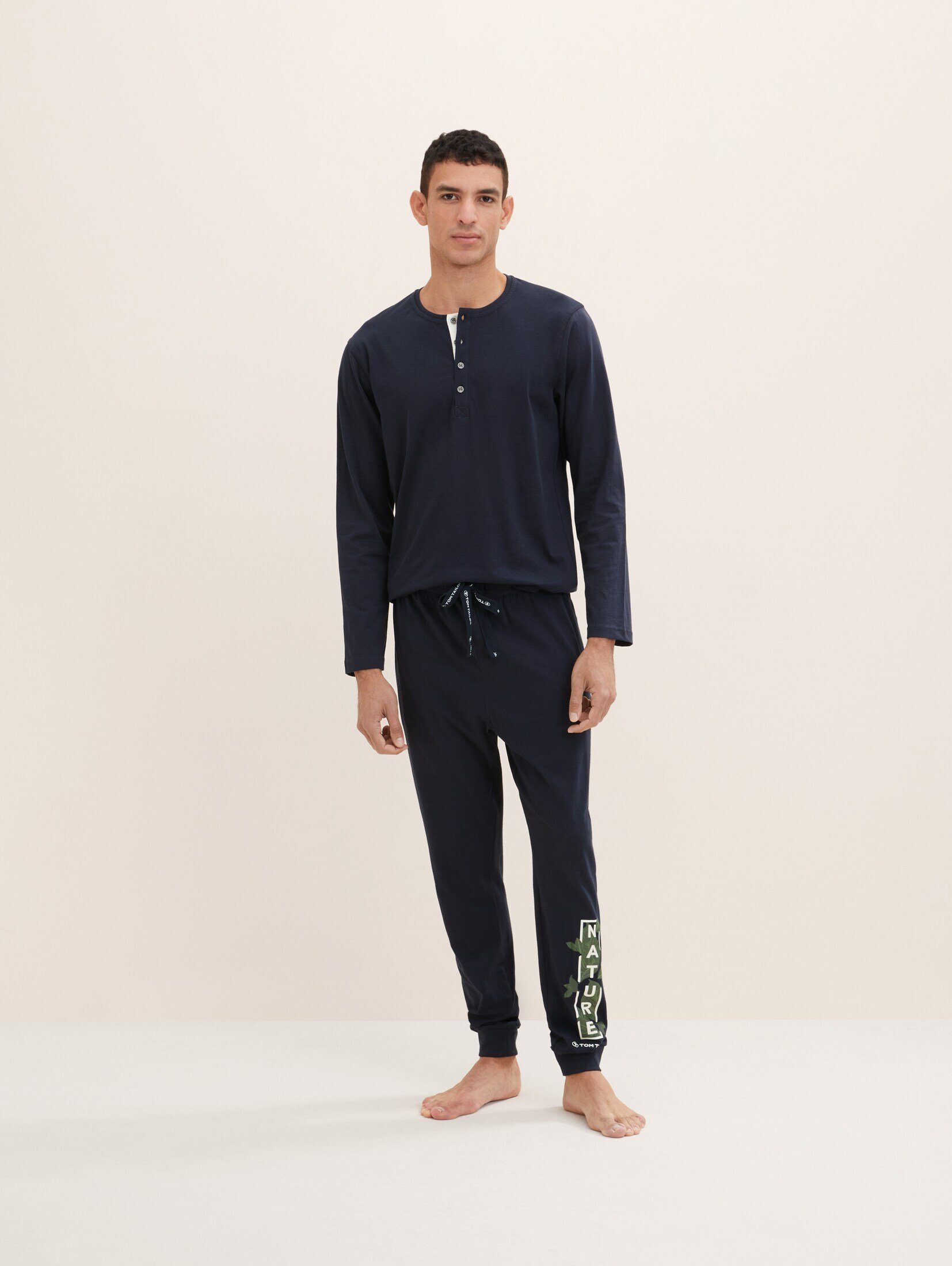 TOM TAILOR Schlafhose Pyjama mit Logo Print 